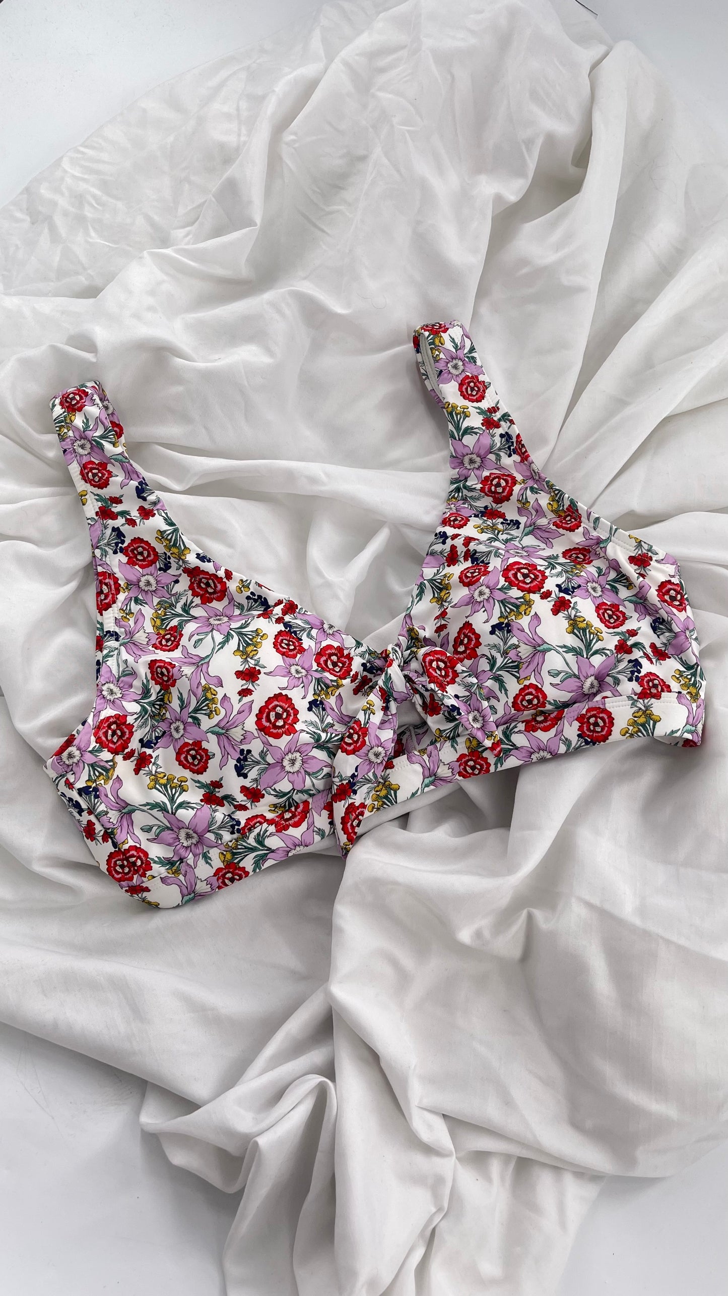 Anthropologie Floral Tie Bust Swim Top (XL)