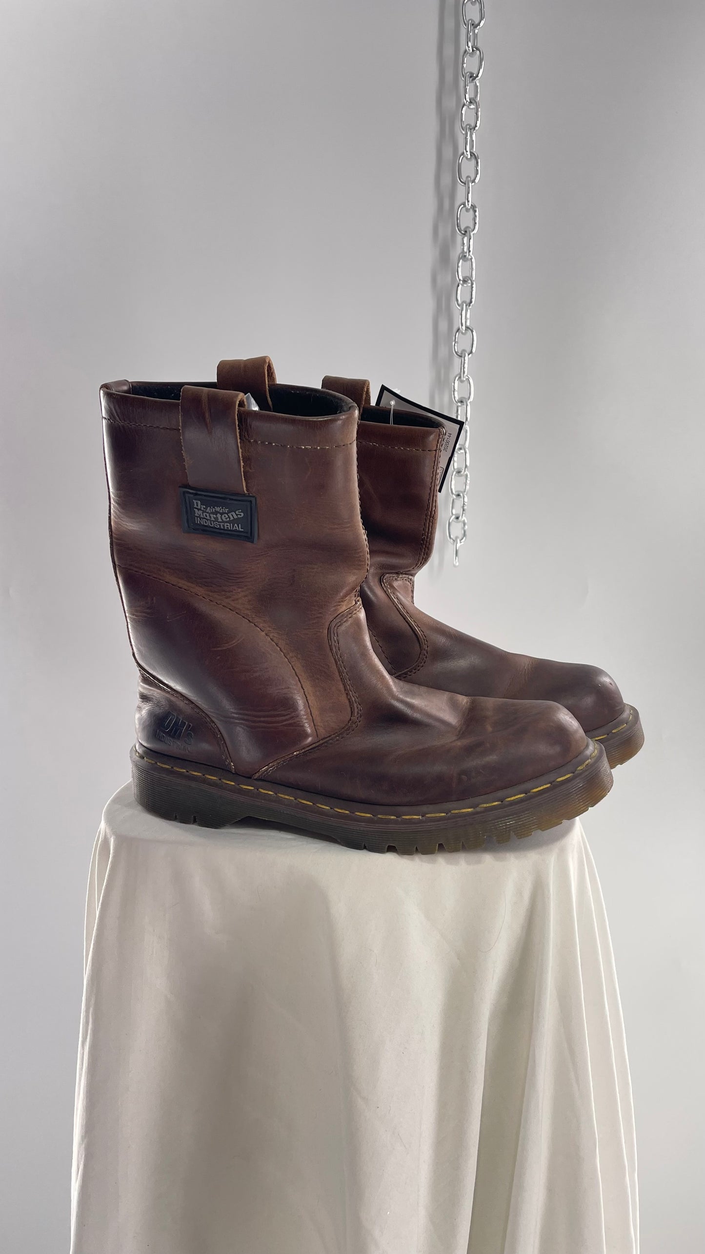 Vintage Brown Leather Industrial Dr. Martens Men’s Pull-On Boots (10)
