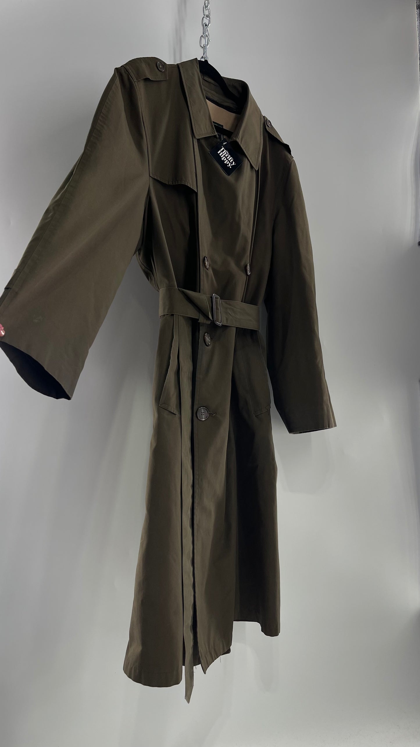 Vintage Christian Dior Olive Green Trench Coat (42L)