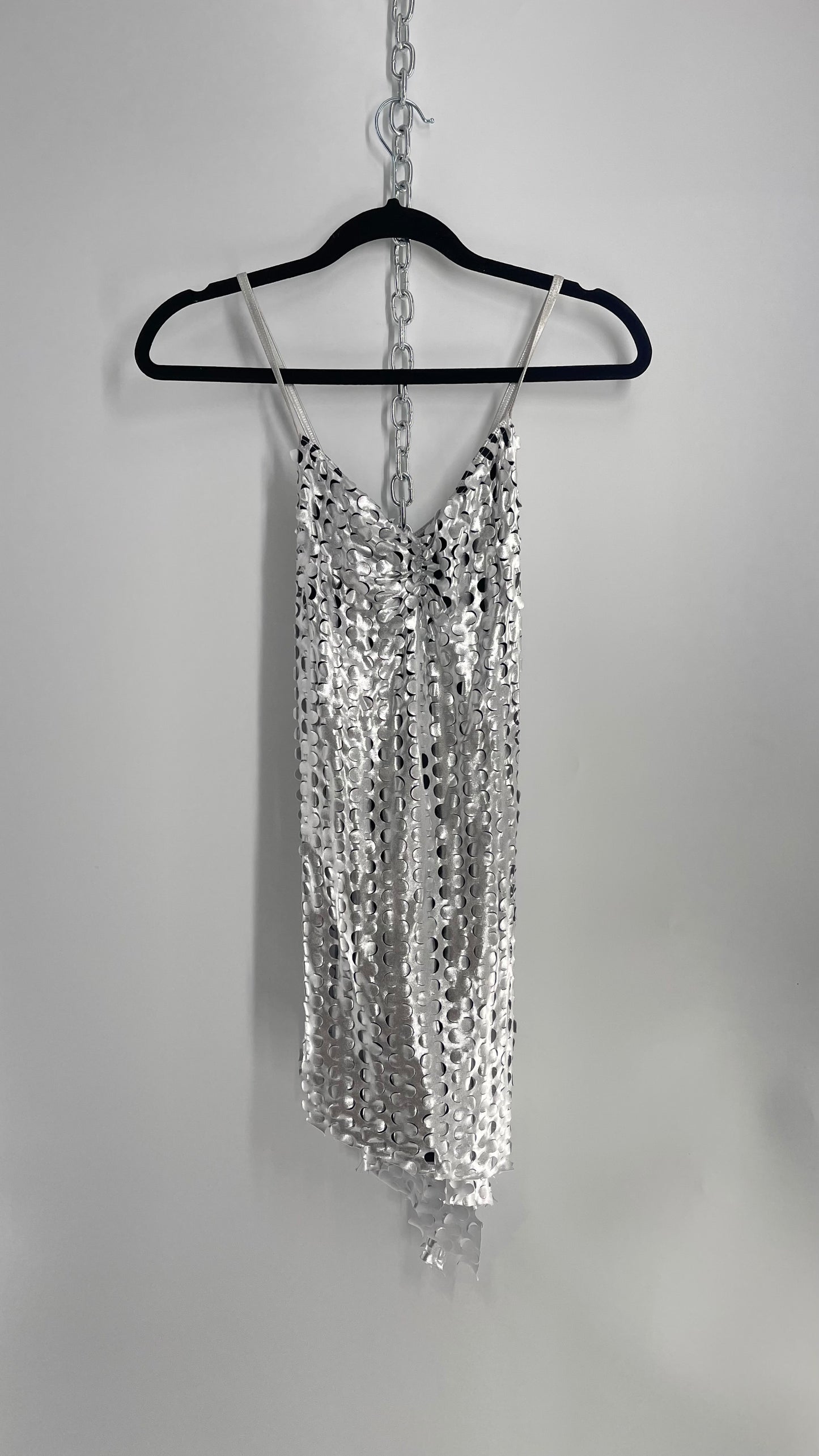 Vintage Weismann Silver Grated Tank with Asymmetric Hem and Built in Shorts (Medium)