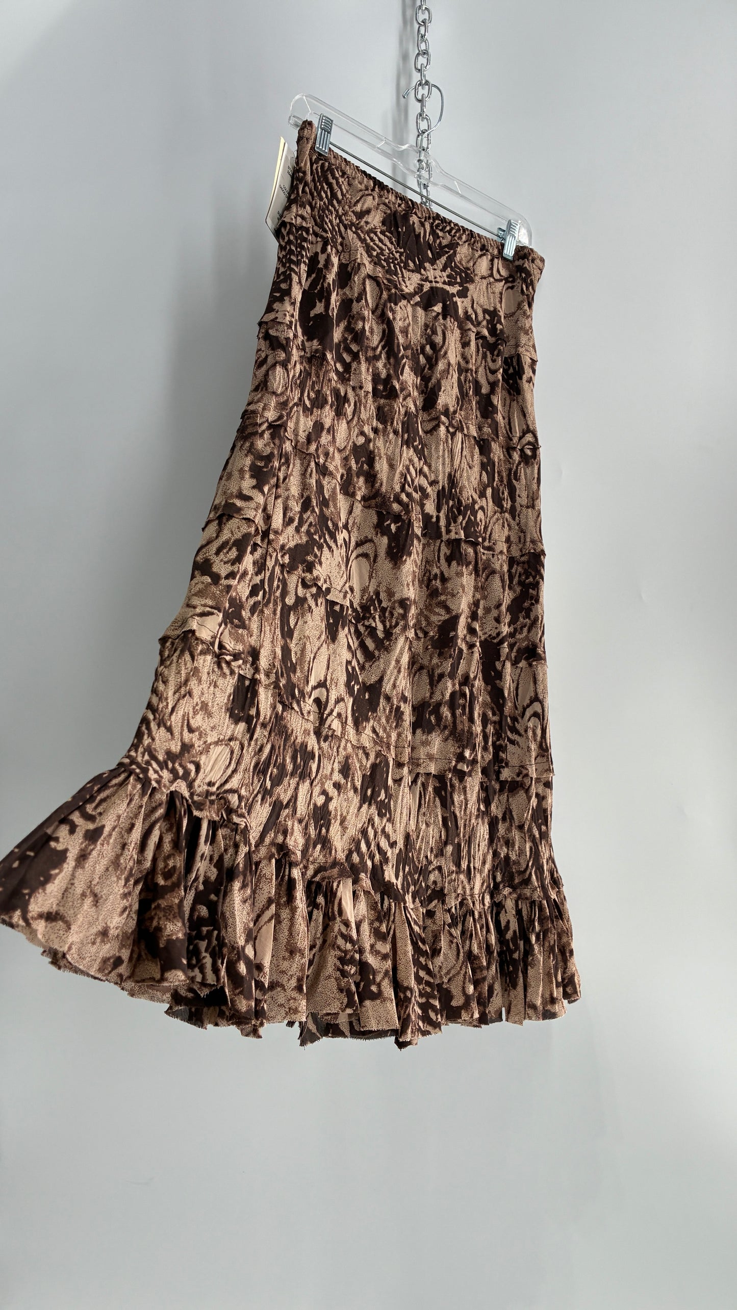 Deadstock Vintage TEASE Brown Crimped Skirt (Medium)