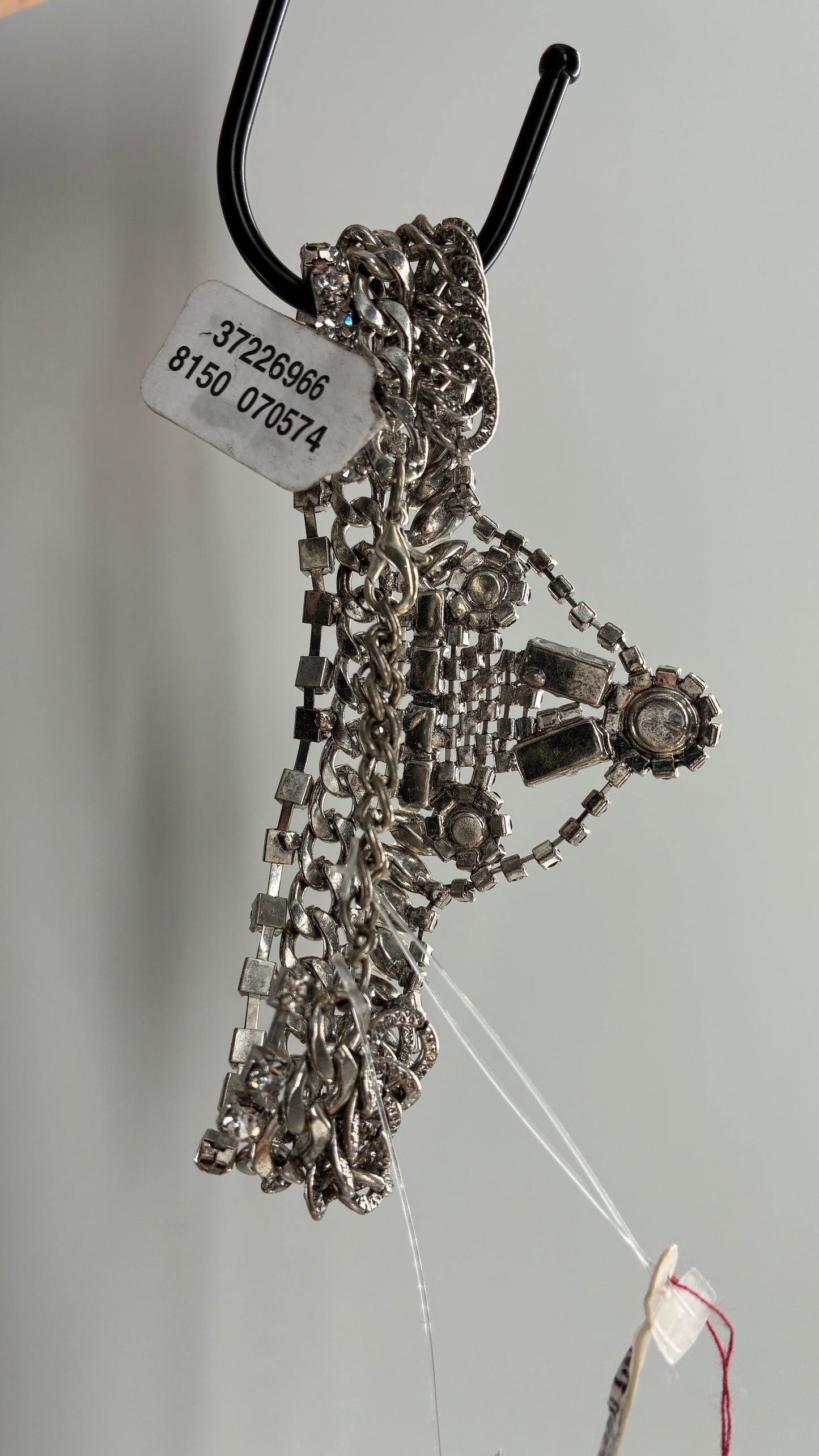 Free People Elaborate Silver Rhinestone Bracelet with Tags Attached