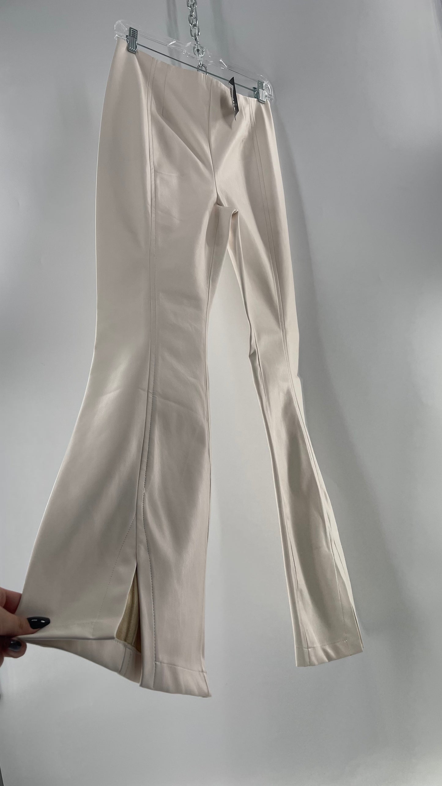 Free People White Cream Faux Flare Leather Pants (29)