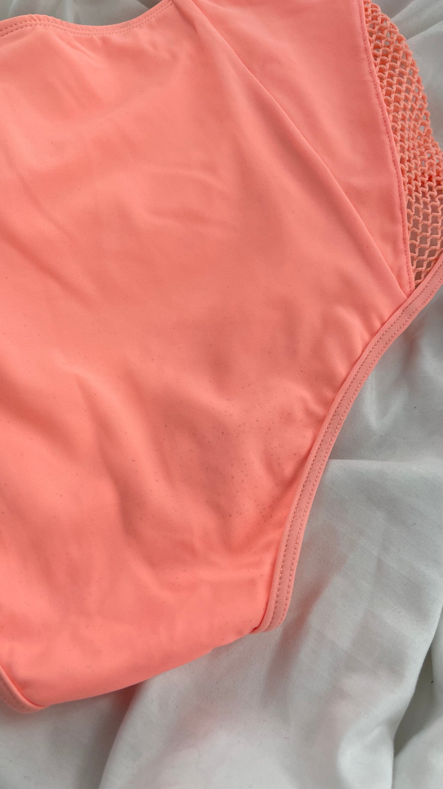 Pacsun LA Hearts Neon Pink Mid Rise Swim Bottoms with Mesh Sides (Medium)