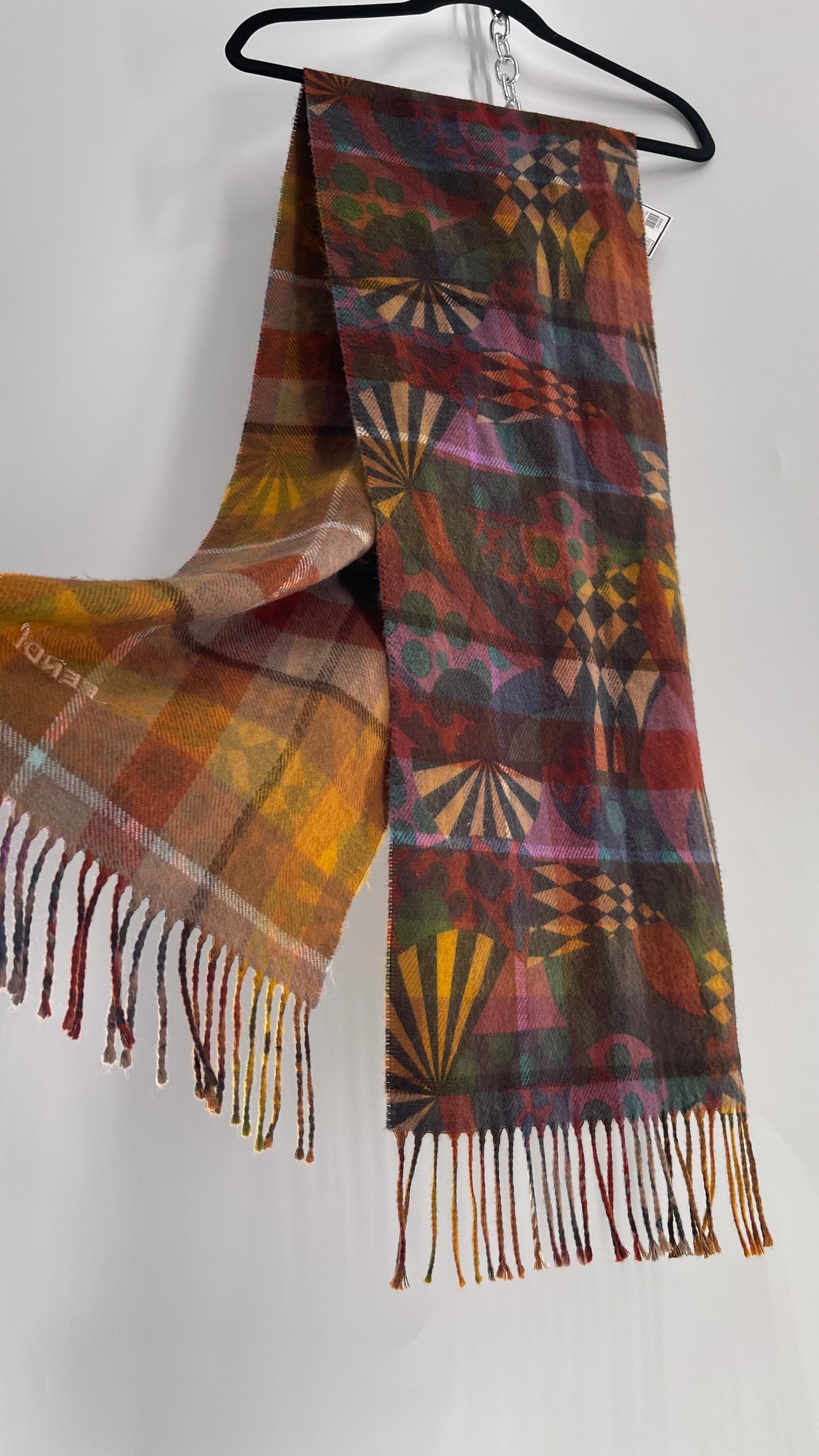 Vintage FENDI Abstract Autumnal Tone Scarf, Unauthenticated