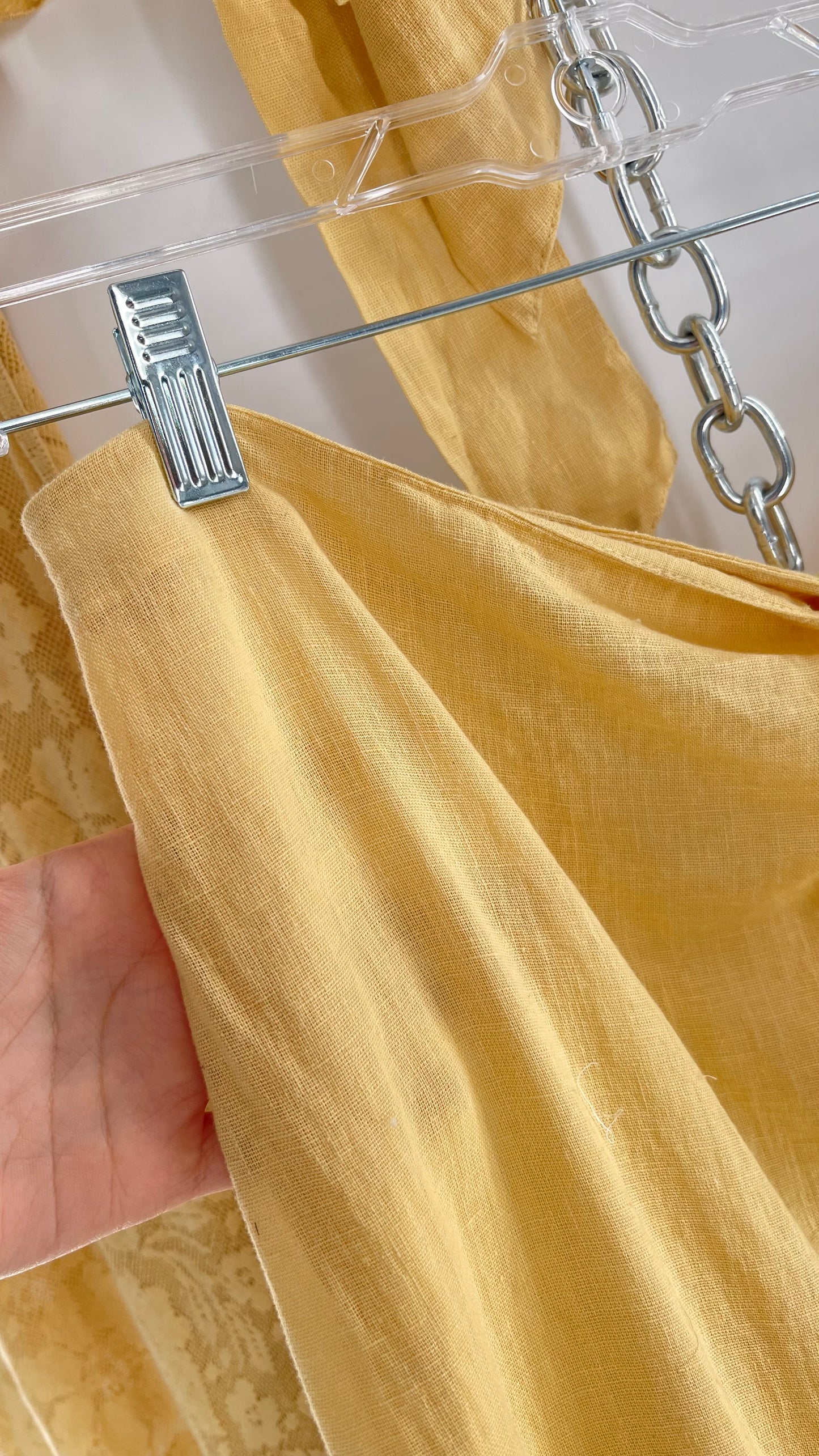 Free People Yellow Lace Gauze Maxi Dress Set with Bralette and Side Grommet Skirt (Large)