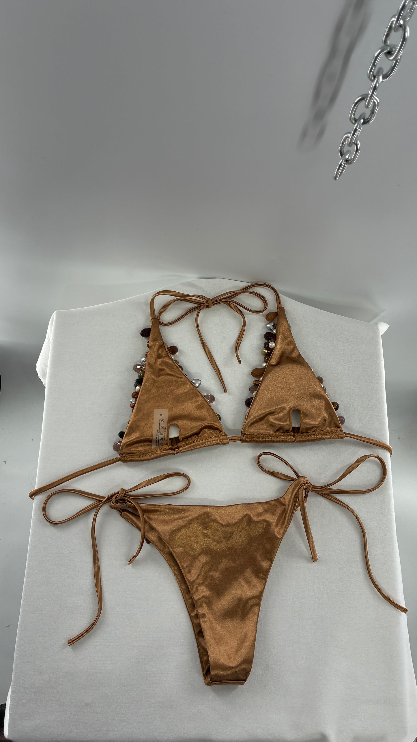 Handmade, Bronze and Beaded Swimsuit (Medium)