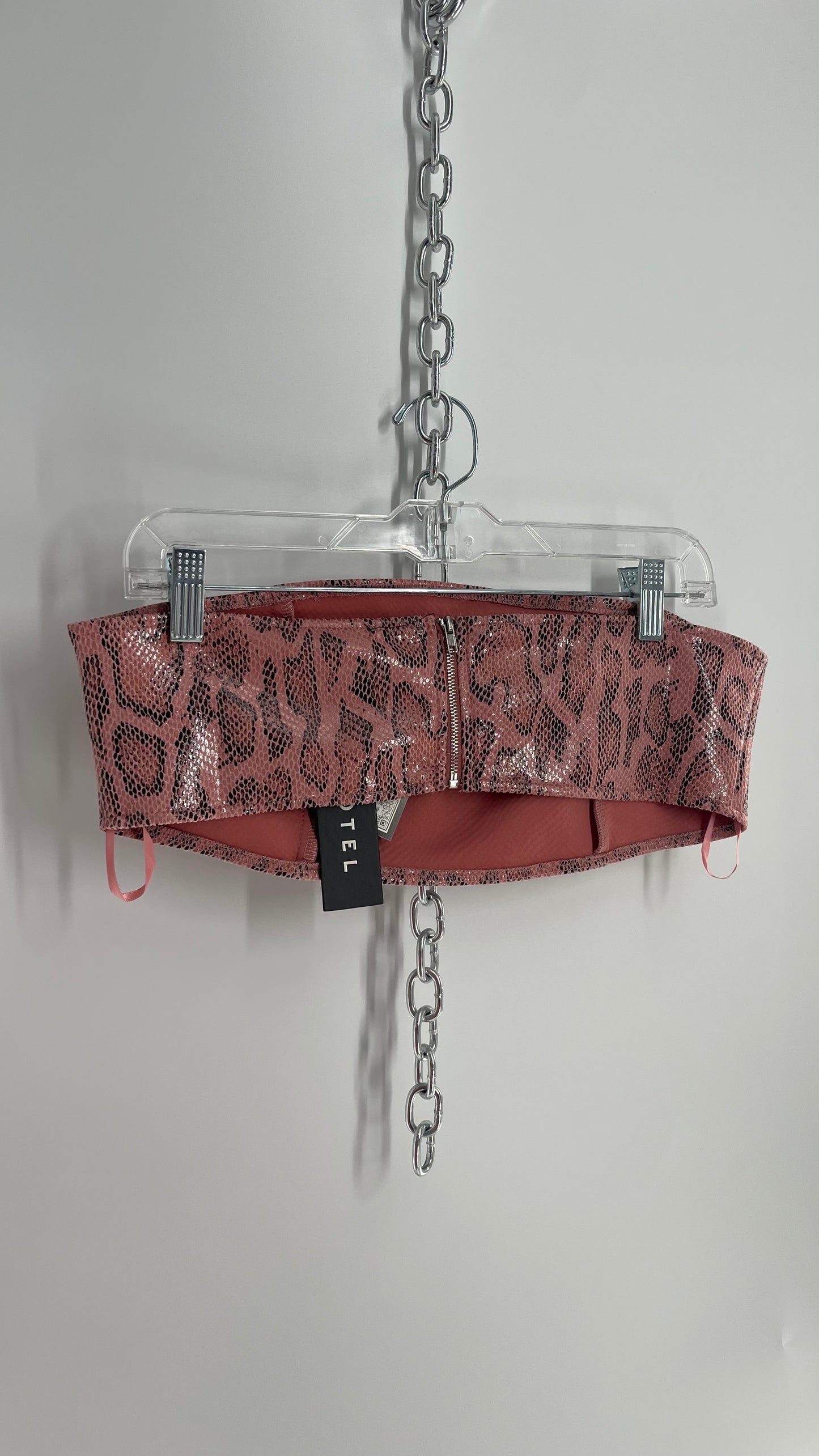 MOTEL Pink Snakeprint Bandeau with Tags Attached (XL)