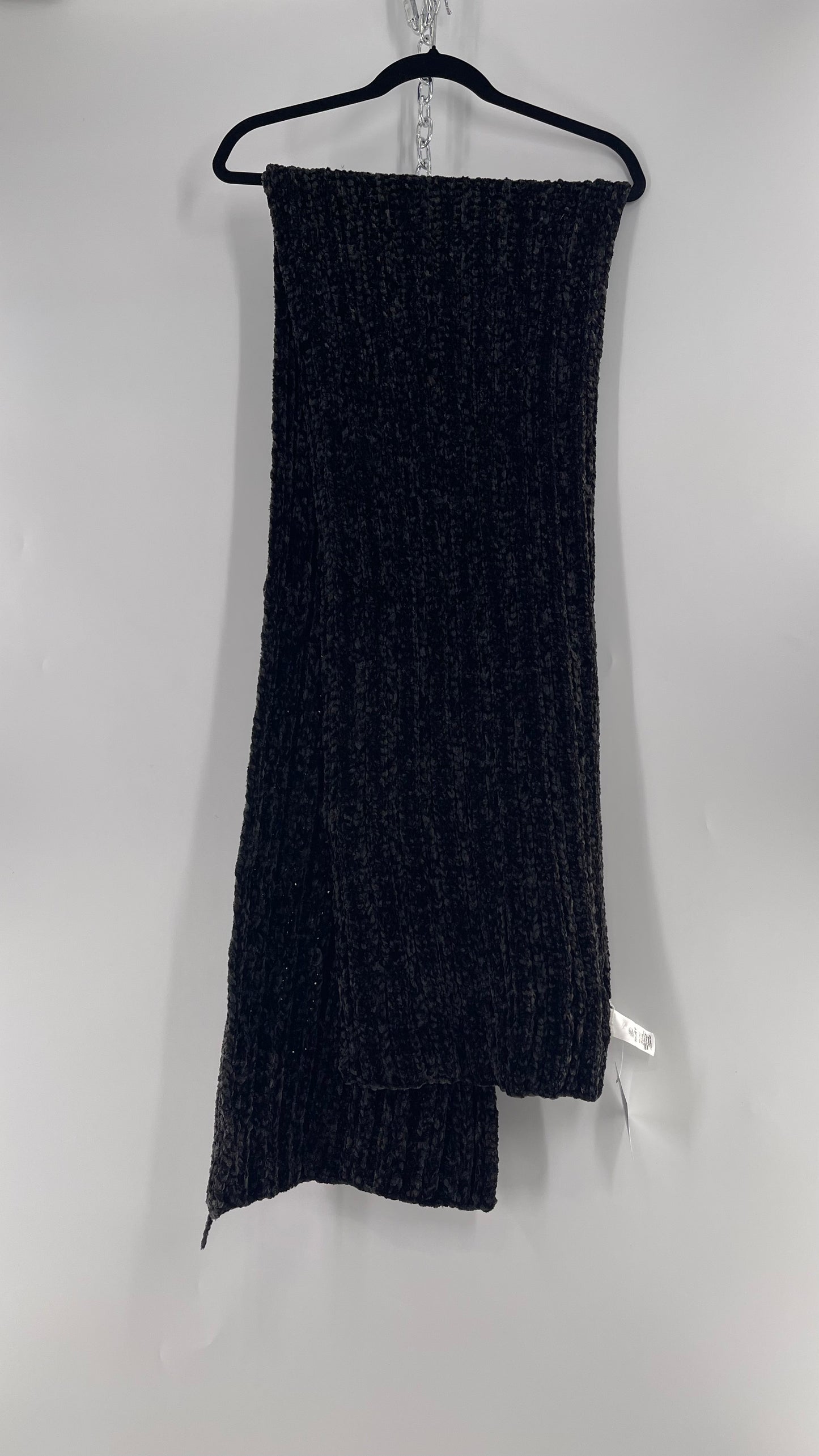 Anthropologie Maurices Black Chenille Velour Knit Scarf