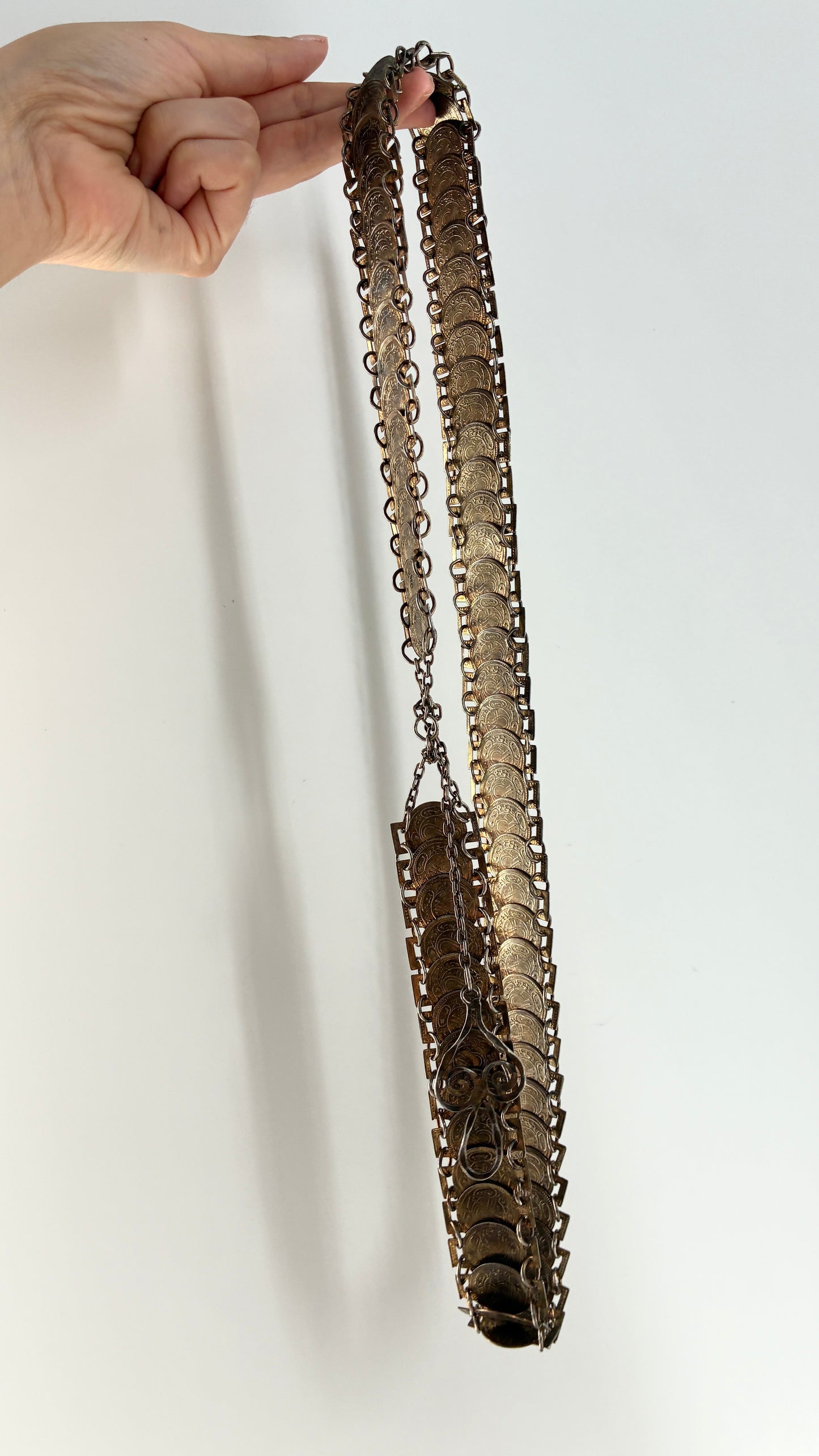Vintage Bronze Coin Chainlink Belt
