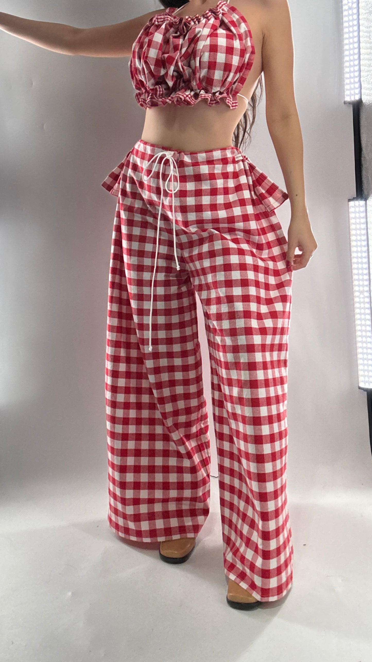 Vintage Handmade Picnic Red/White Gingham Two Piece Set (XS-L)