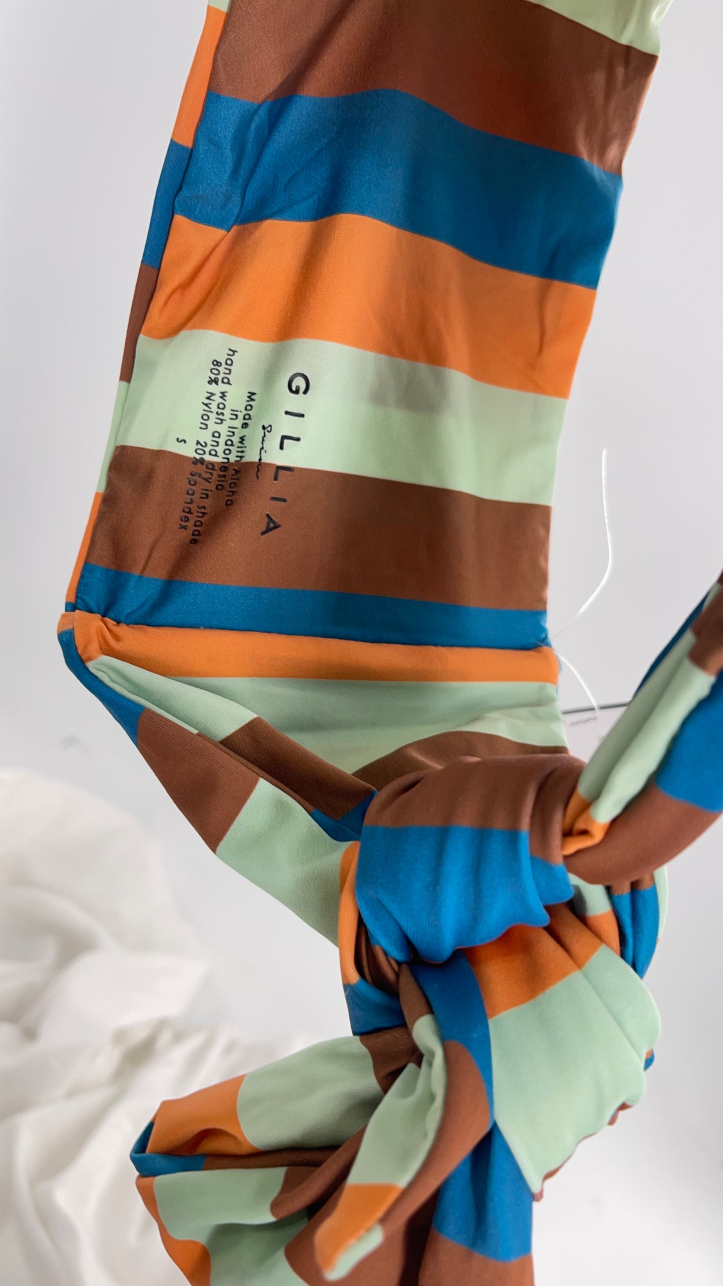 GILLIA swim Striped Bandeau Swim Top (Small)