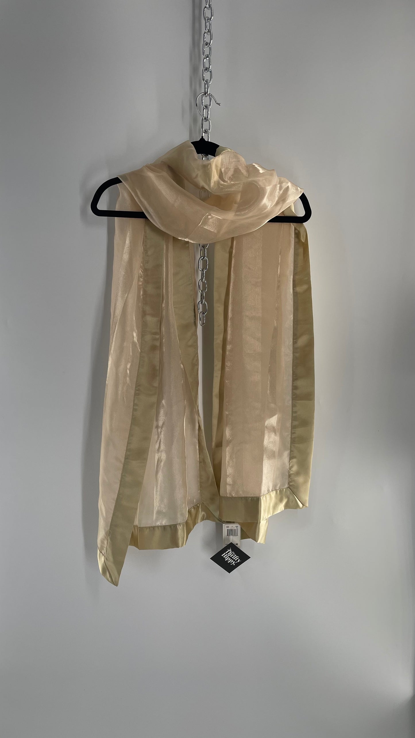Deadstock Vintage Gold Voile Scarf with Tags Attached