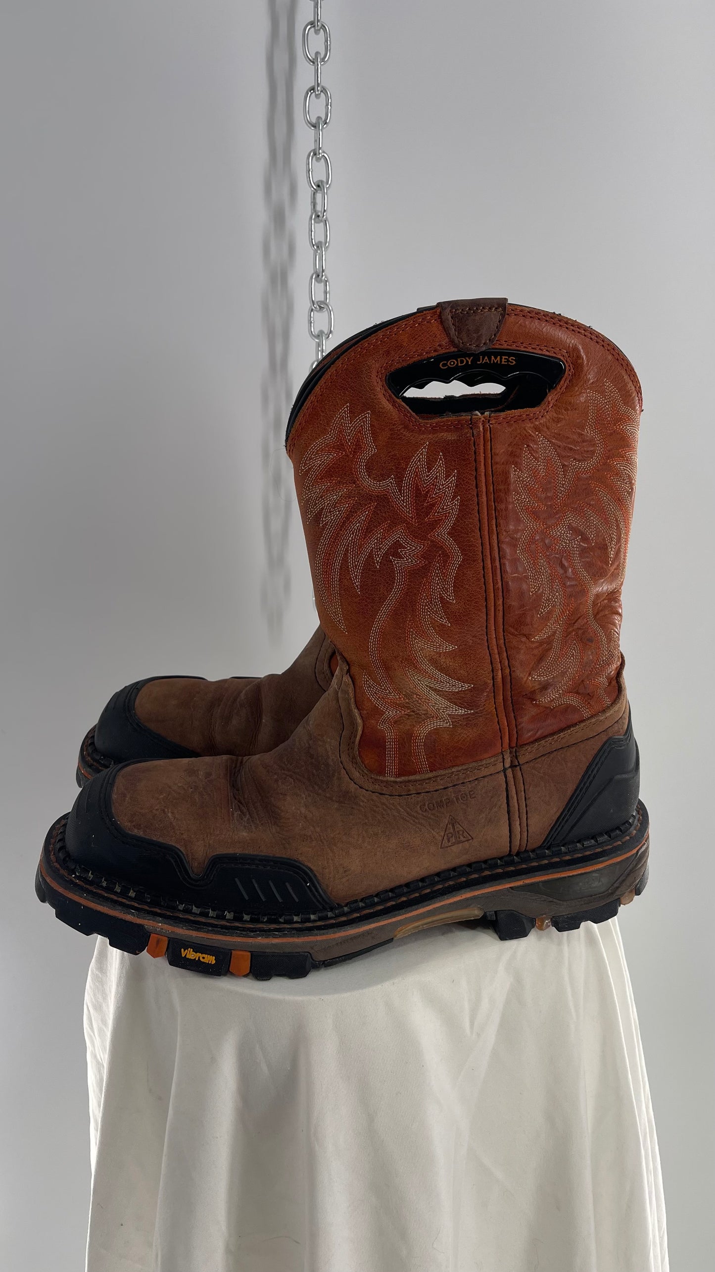 Cody James Men’s Leather Decimator Western Work Boot Nano Composite Toe Heavy Duty (13)