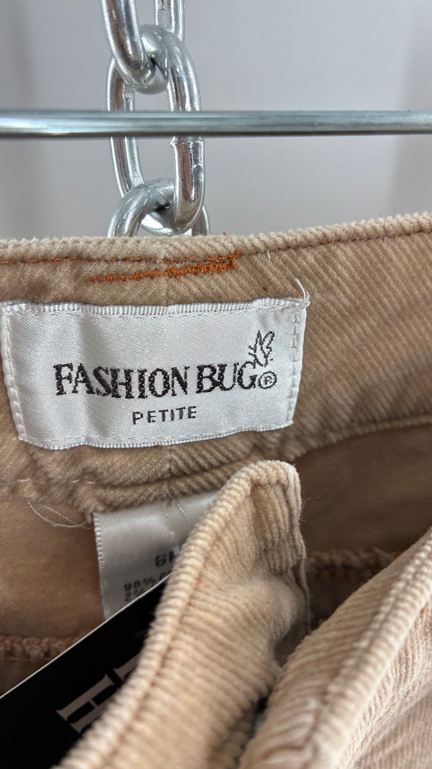 Vintage Fashion Bug Tan Corduroy Kick Flare Pants with Embroidered Bum Pockets (6)
