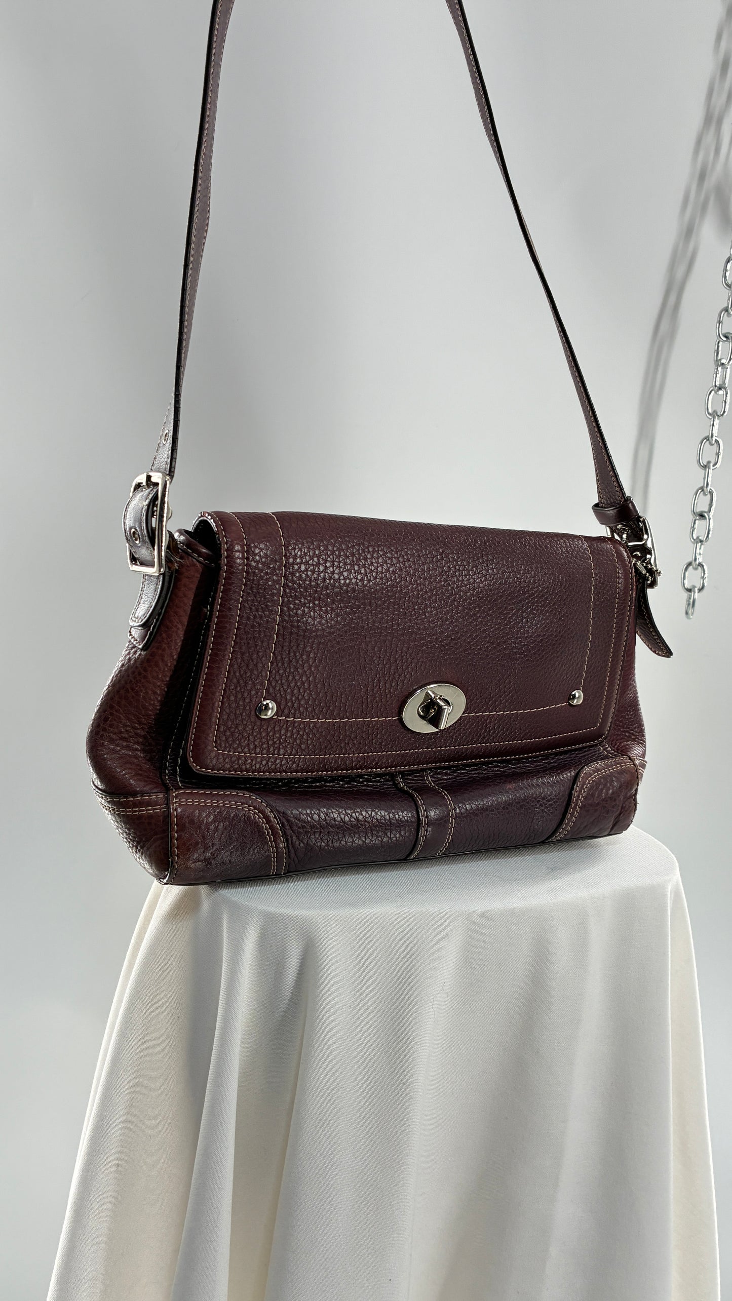 Vintage COACH Hamilton Purple Burgundy Leather Crossbody