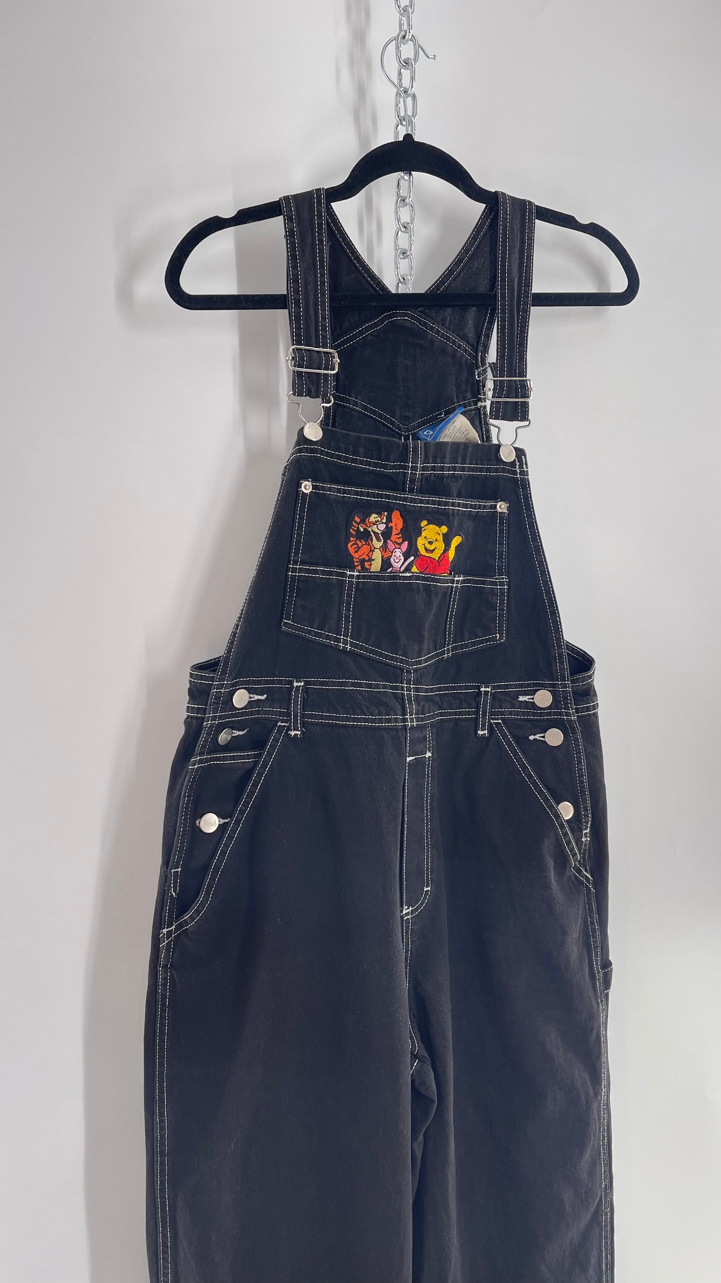 Vintage 80s Nostalgic Disney POOH Denim Embroidered Overall Jumpsuit (Medium)