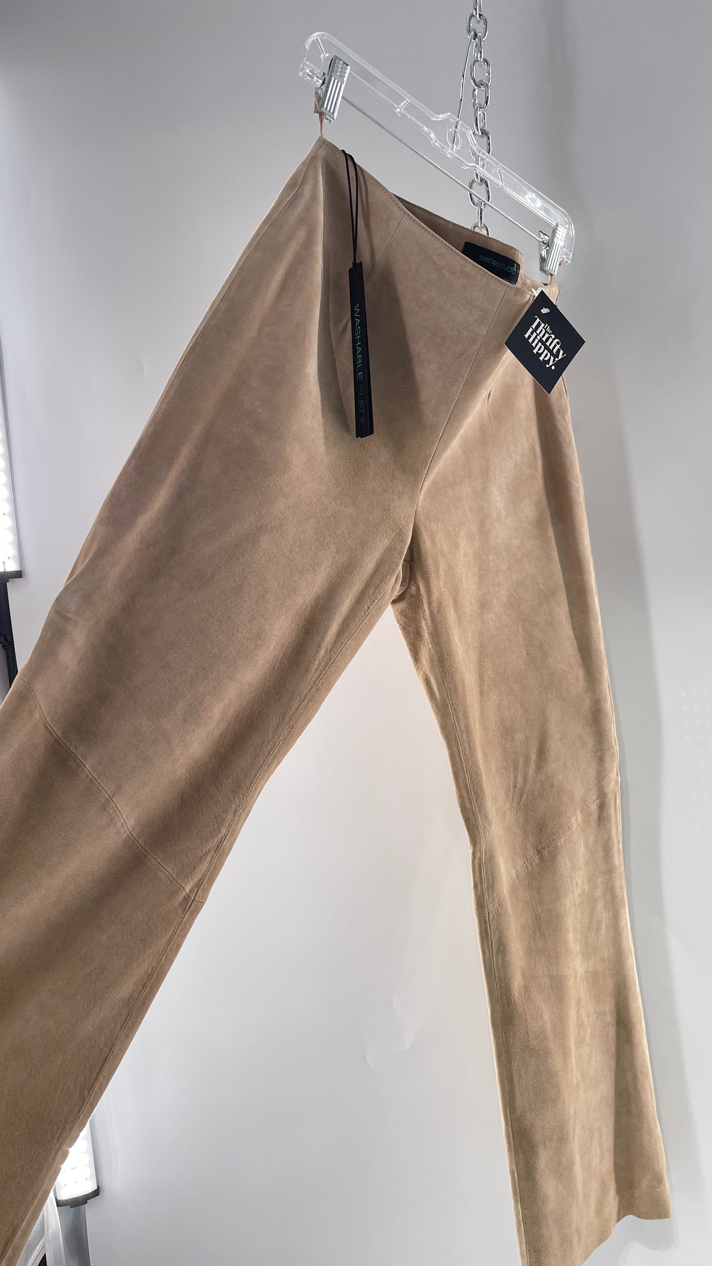 Deadstock Vintage Slouchy SienaStudio Oatmeal Tan Suede Pants (8)