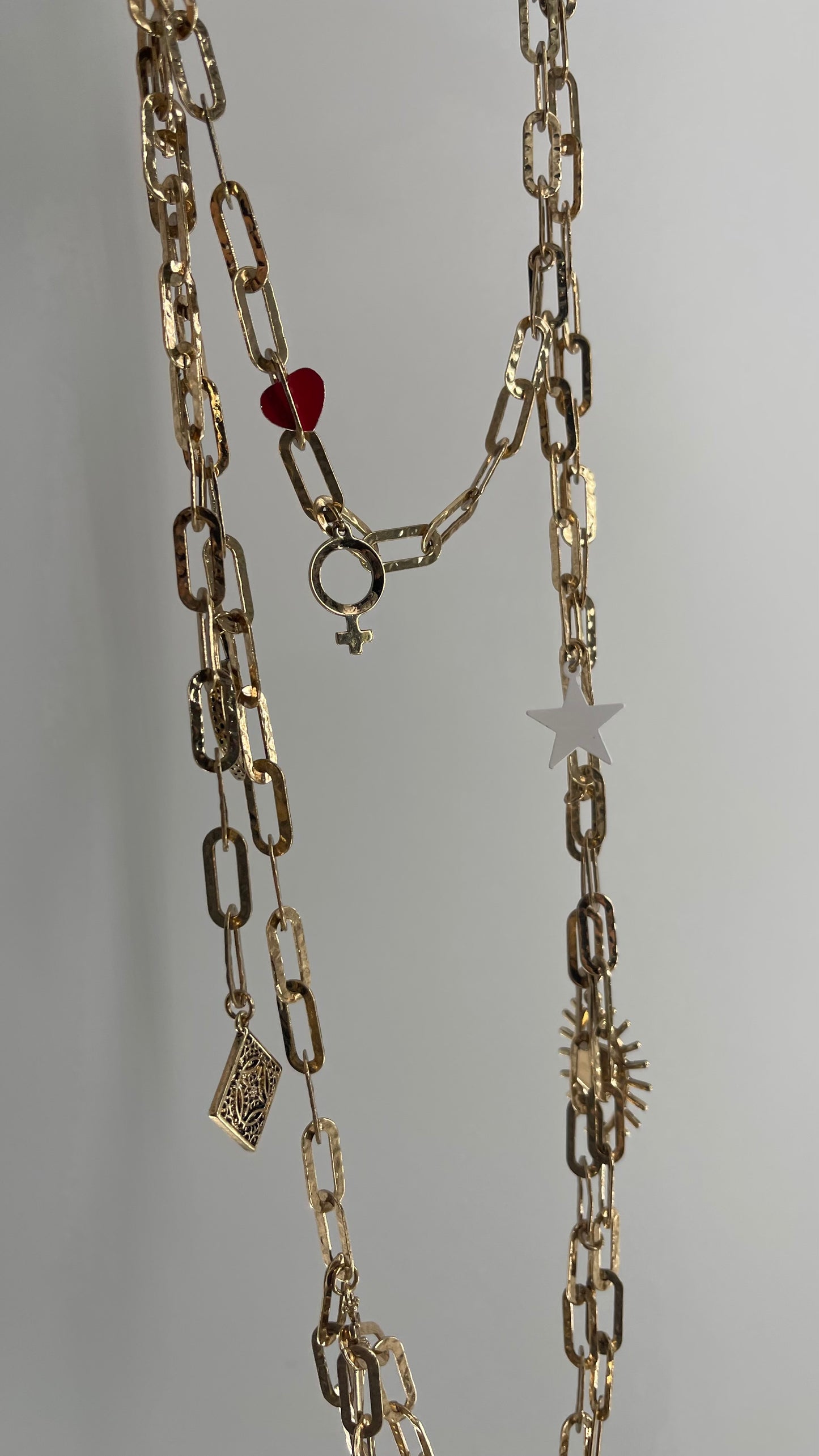 Free People Gold Chain Link Metal, Layered Charm Necklace or Waist Belt