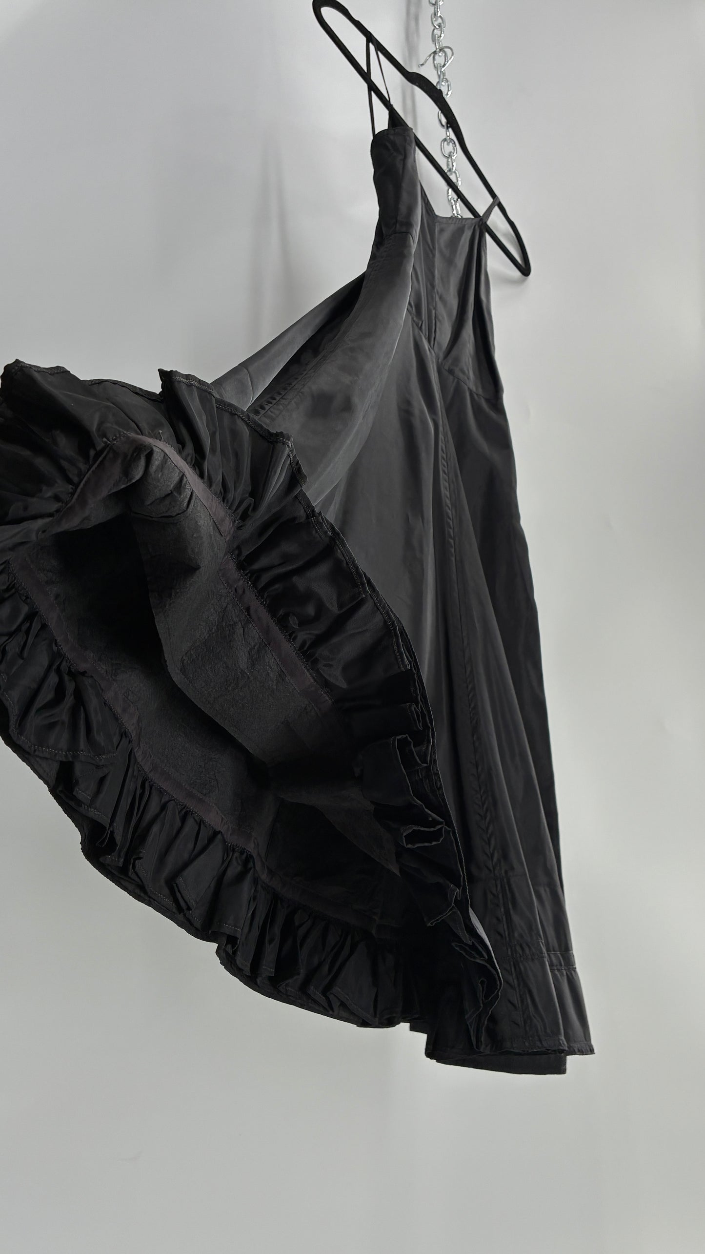 Vintage Black Midi Crinoline Style Dress (S)