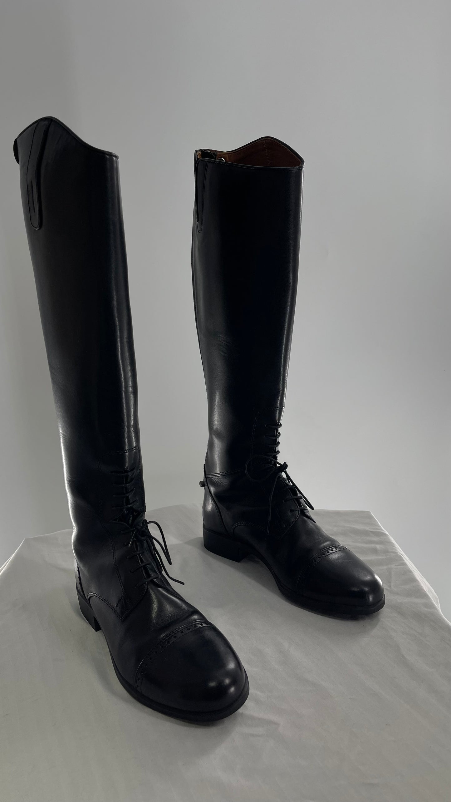 ARIAT Heritage Contour || Black Leather Field Zip Knee High Riding Tall Boots (8)