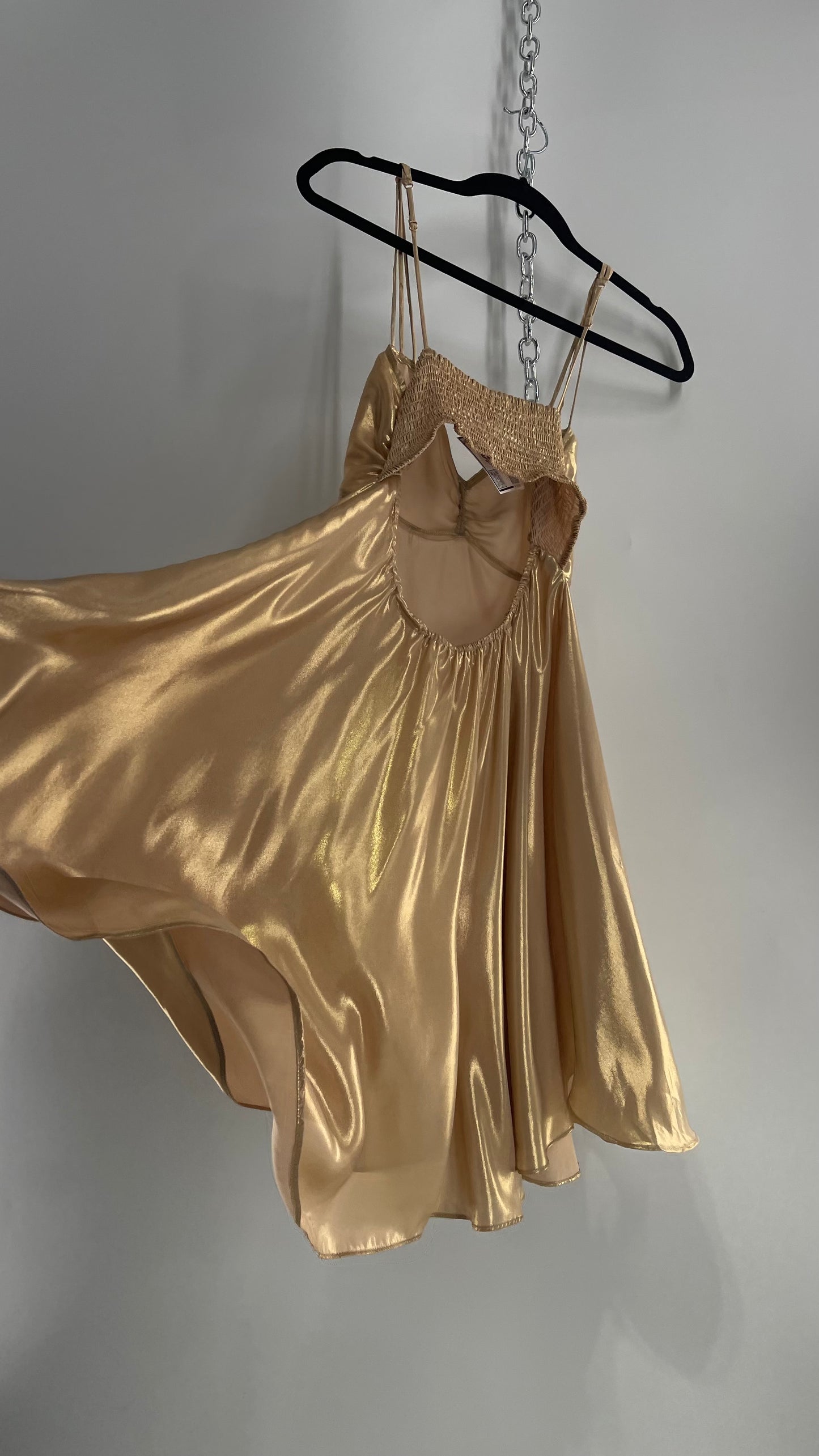 Intimately Free People Liquid Metal Gold Backless Dress (XS)
