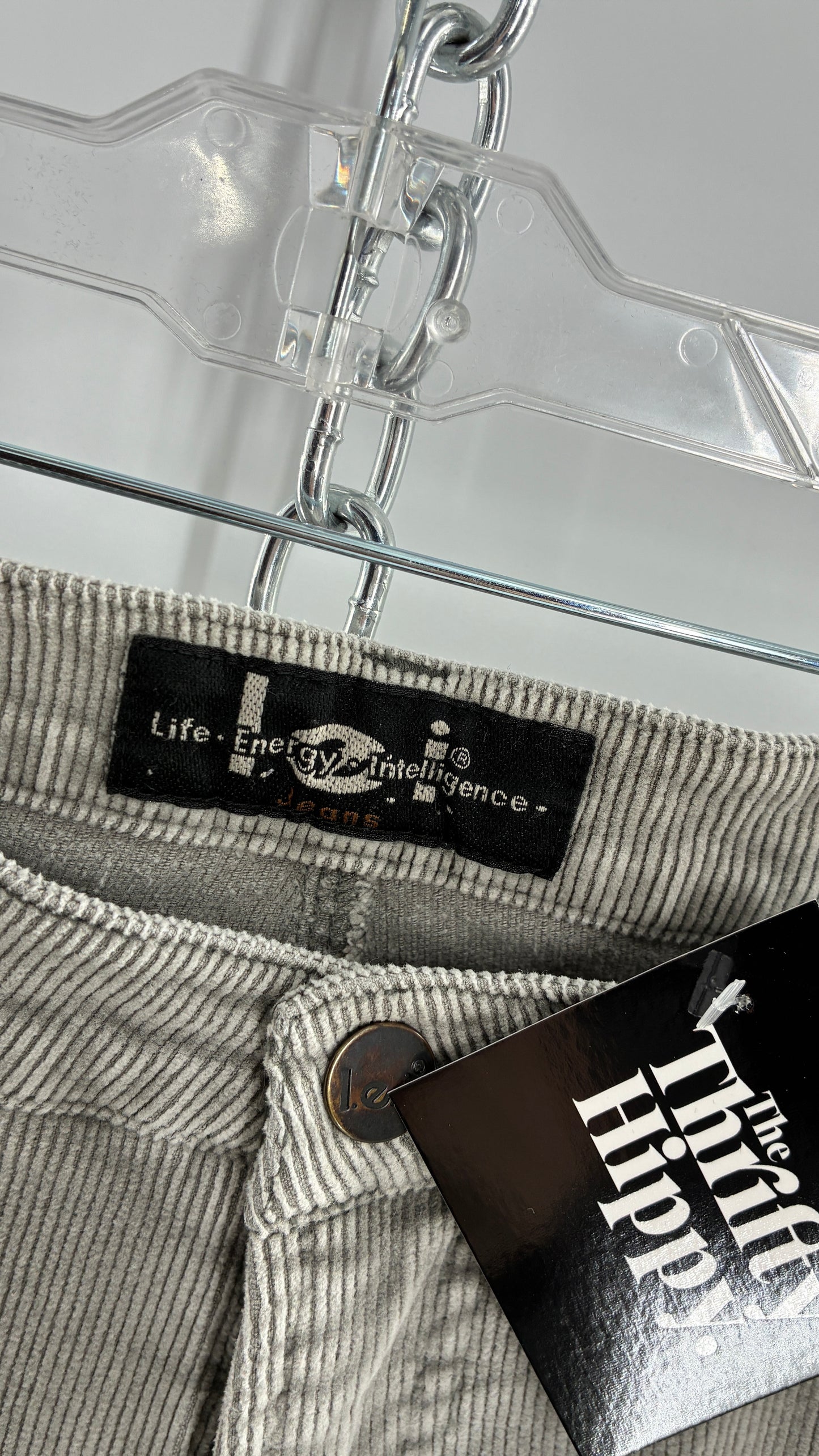 Vintage LEI Grey Corduroy Flare Pants with Fading Detail (13)