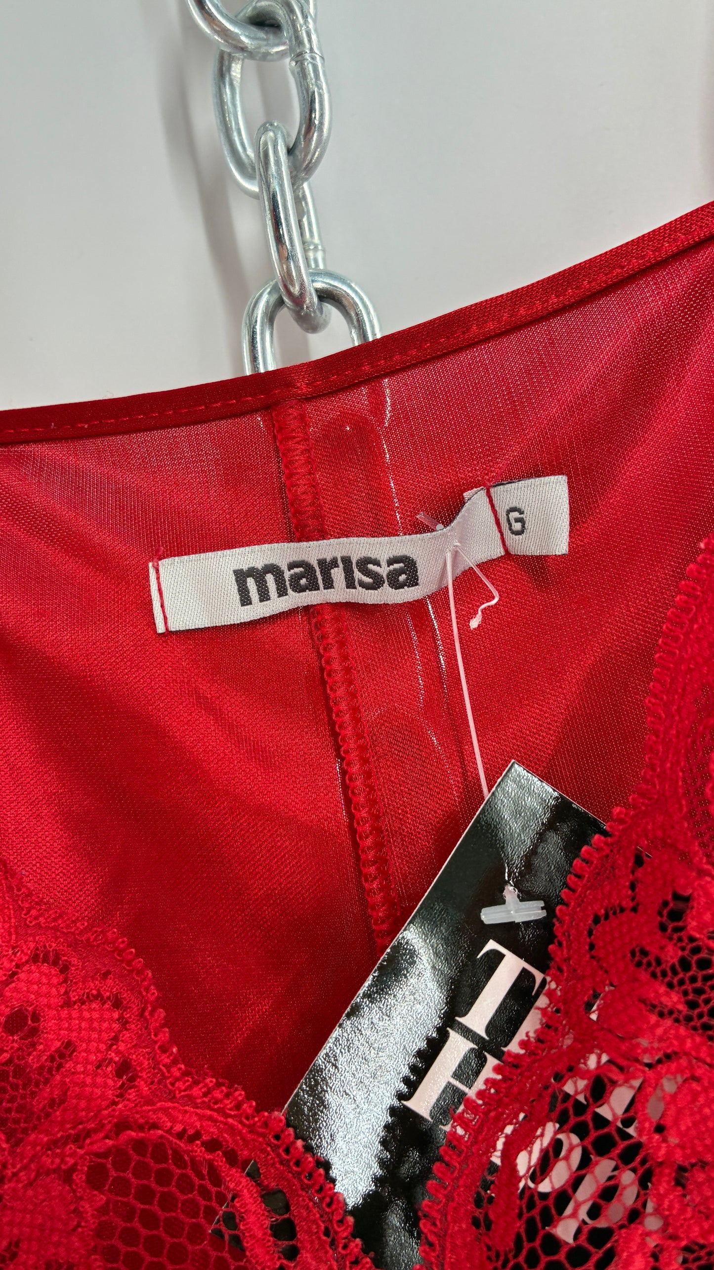 Vintage MARISA Red Lace Trim Camisole (Large)