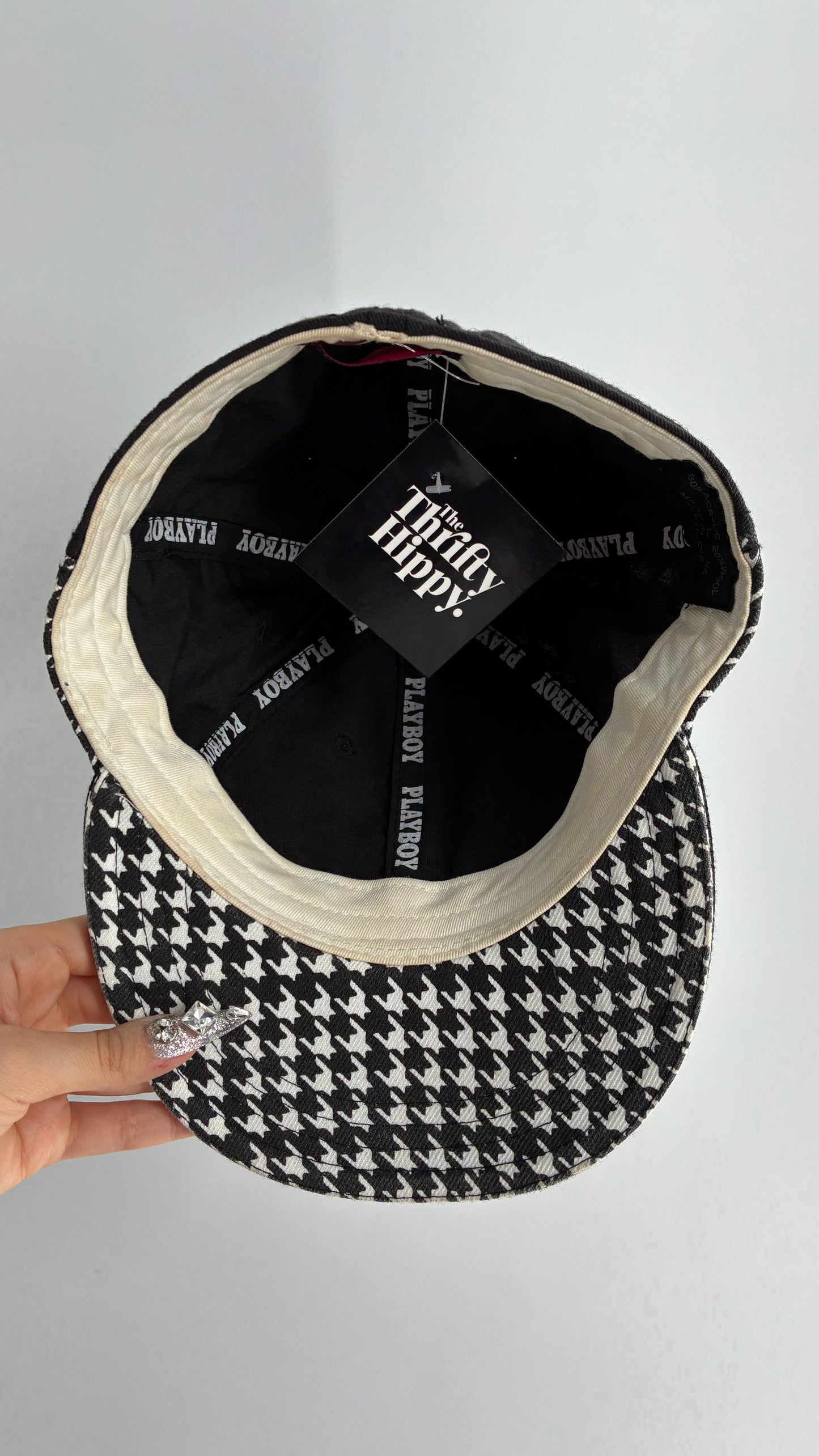 RARE Vintage PLAYBOY Embroidered Houndstooth Hat