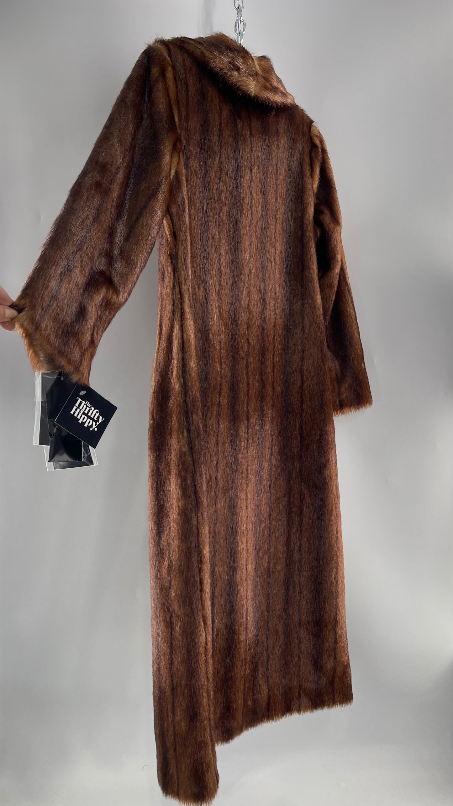 Deadstock Vintage Pamela McCoy Full Length Faux Fur Duster Coat (XS)