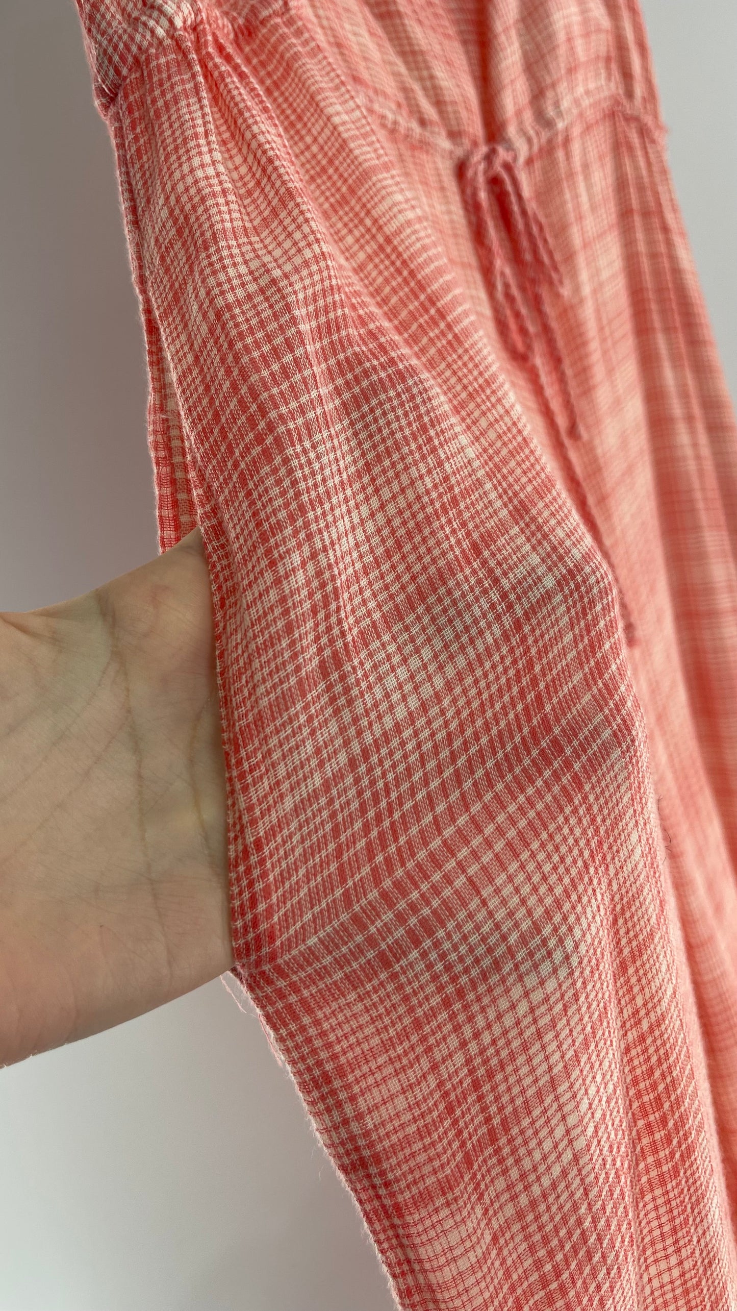 Urban Outfitters Gingham Plaid Red Picnic Jumpsuit (Large)