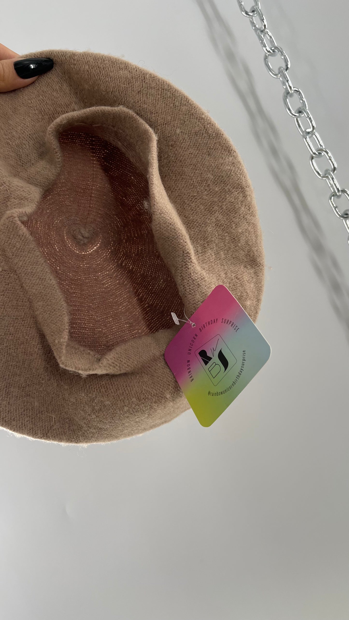 Free People Rainbow Unicorn Birthday Surprise Tan Wool Beret