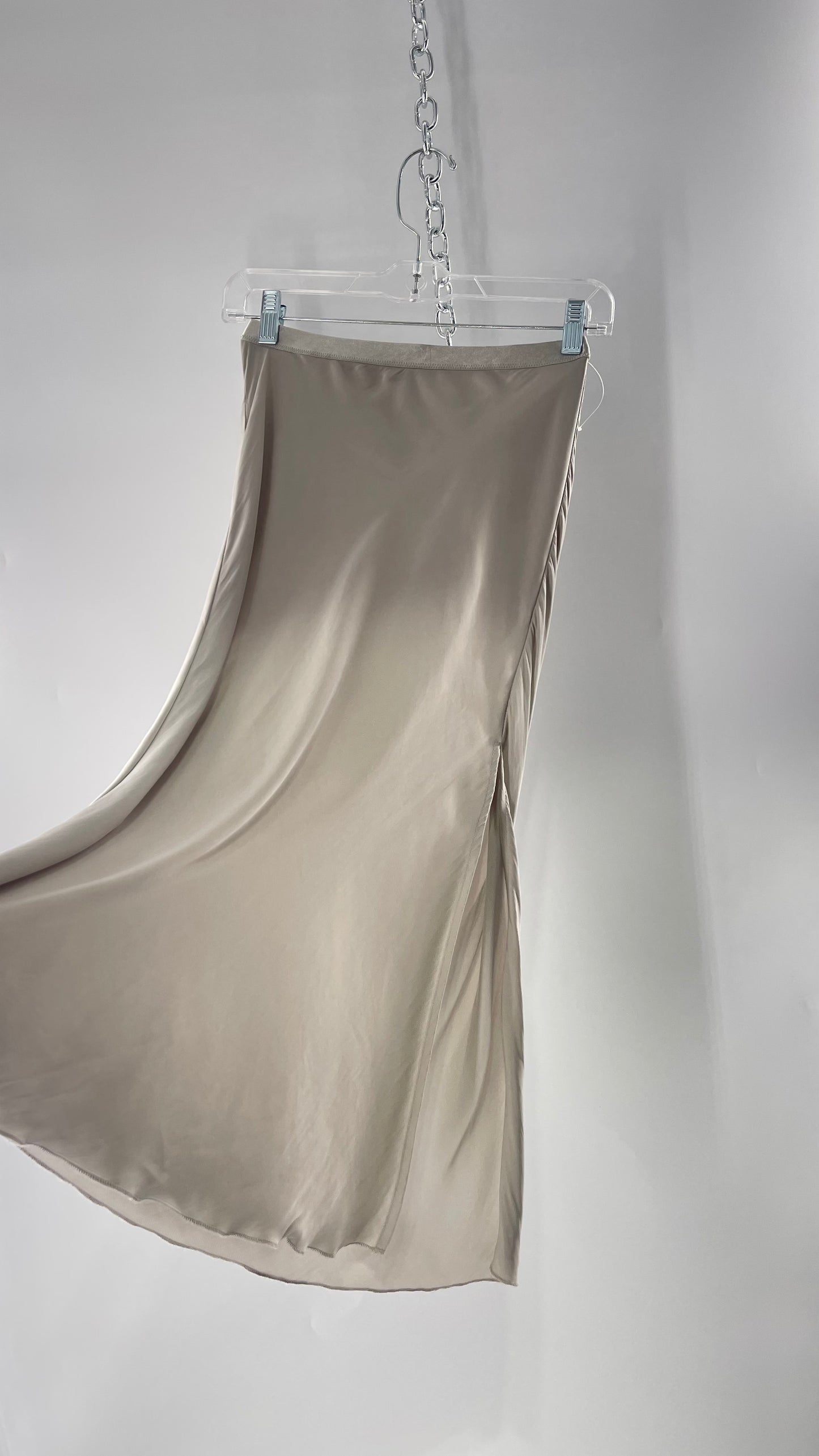 Free People Grey Satin Slip Skirt (XS)