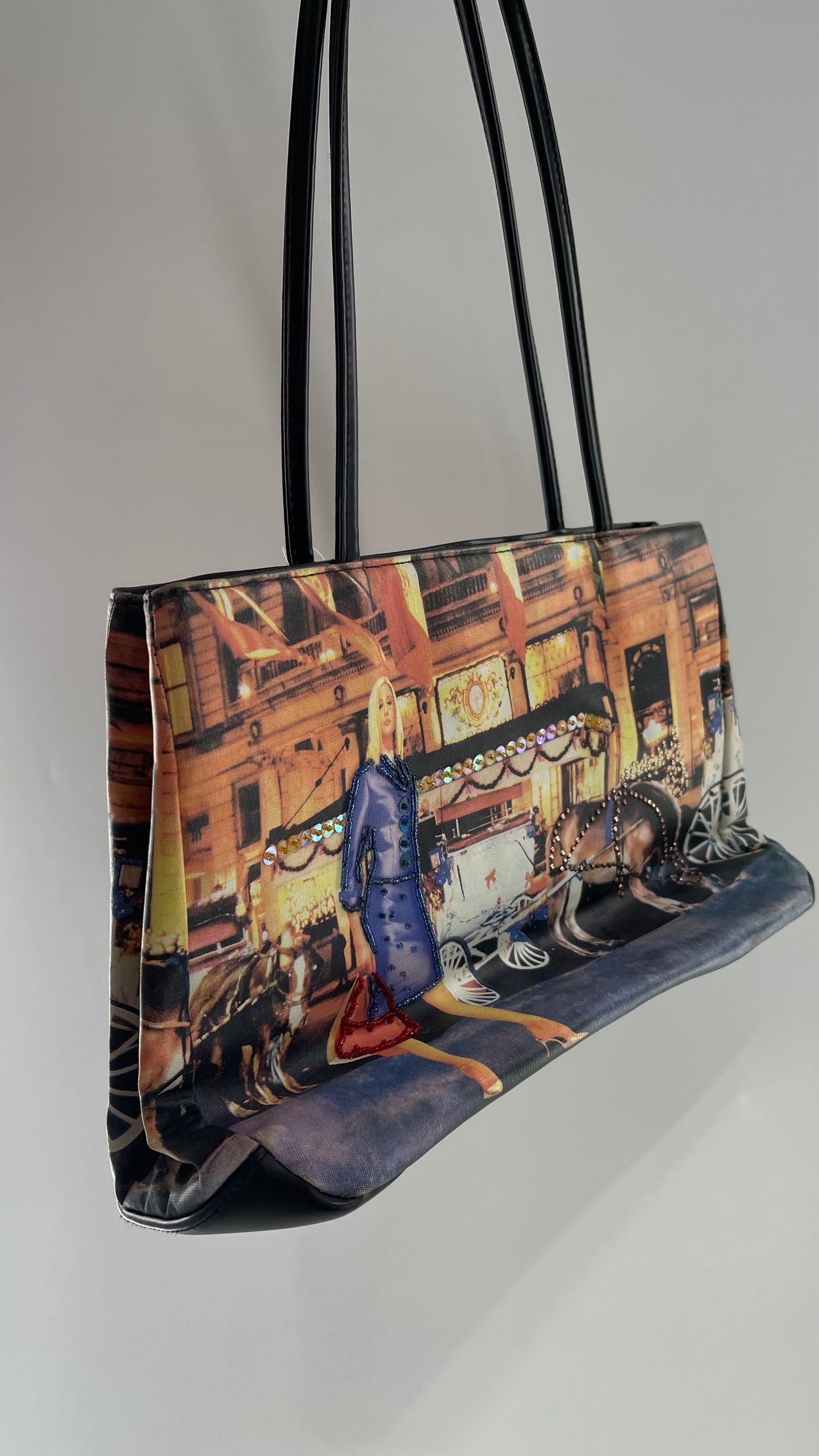 Vintage 1990s New York Embroidered Bag with Sequins