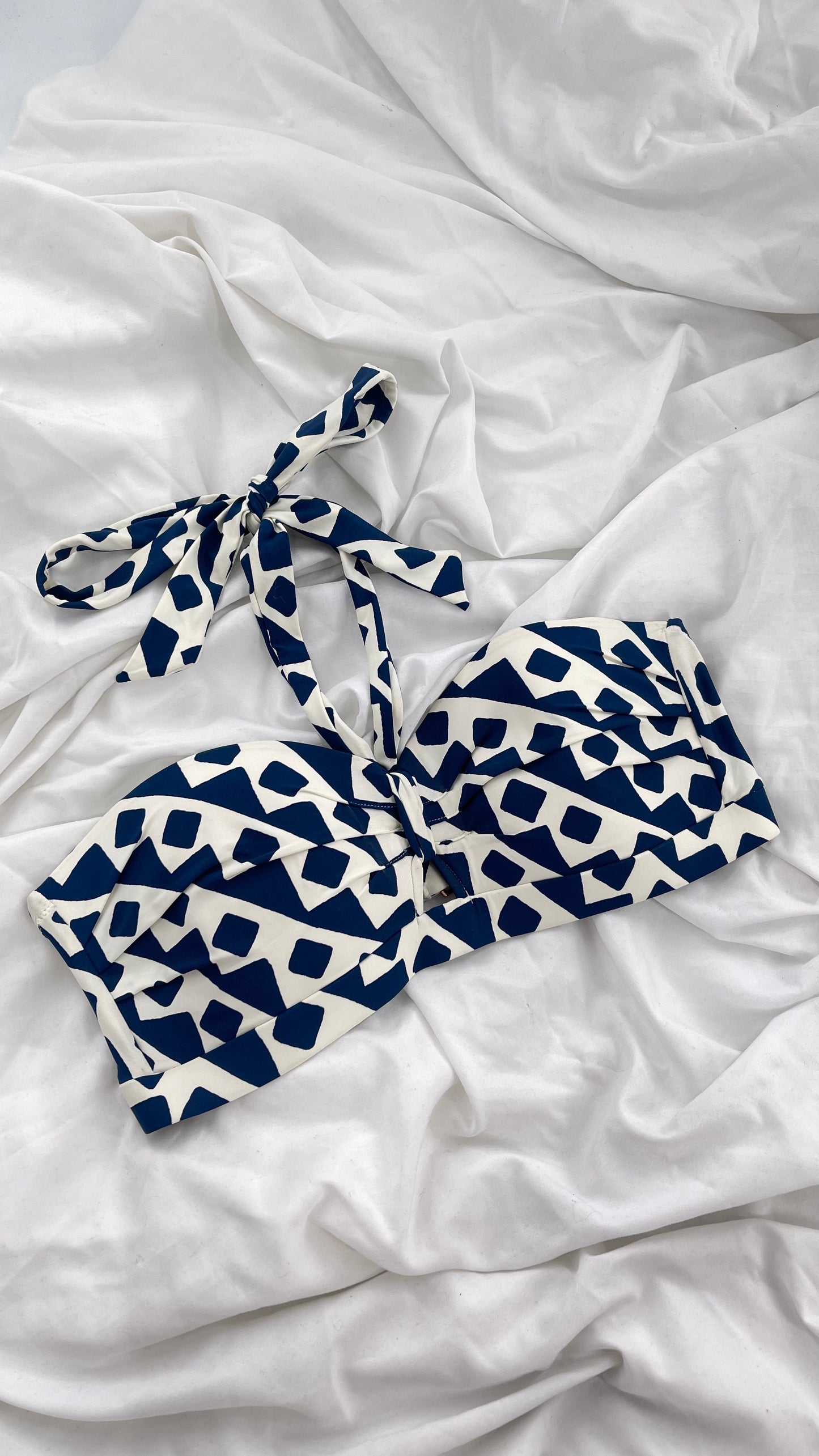 Anthropologie ALIHOP Navy and White Swim Top (Large)