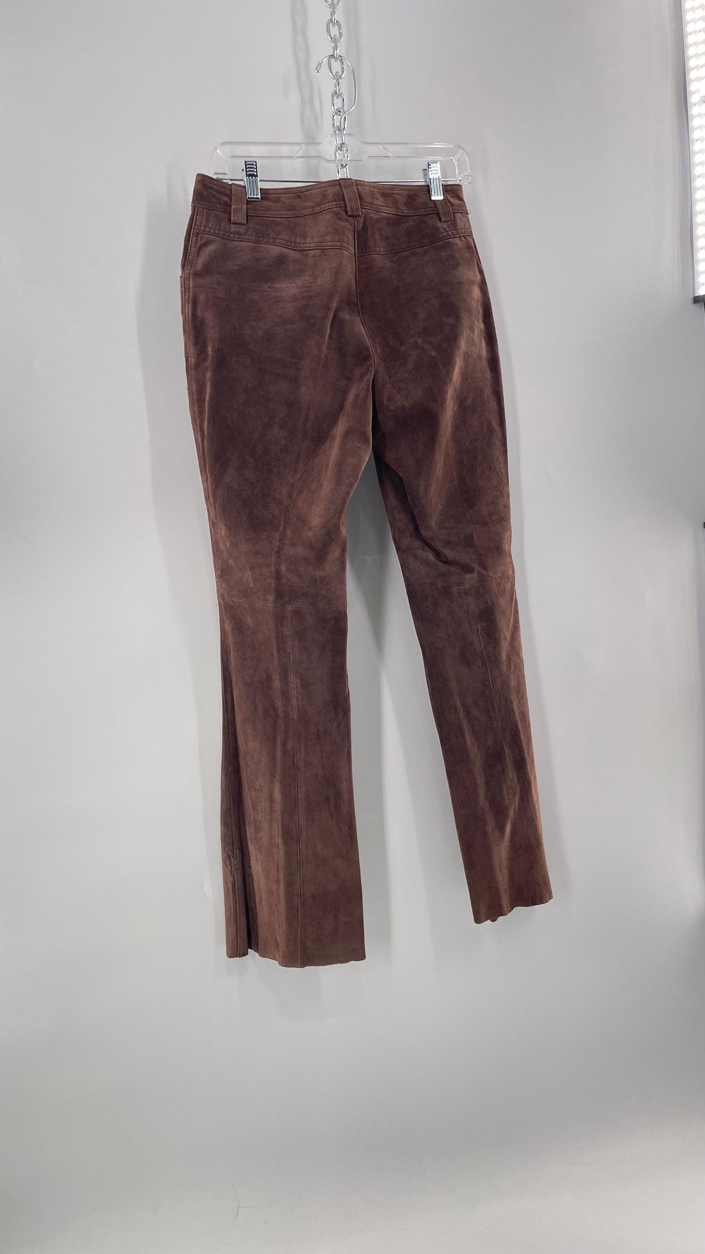 Vintage Context Petit Brown Suede Straight Leg Cargos with Pockets and Bronze Zippers (8P)