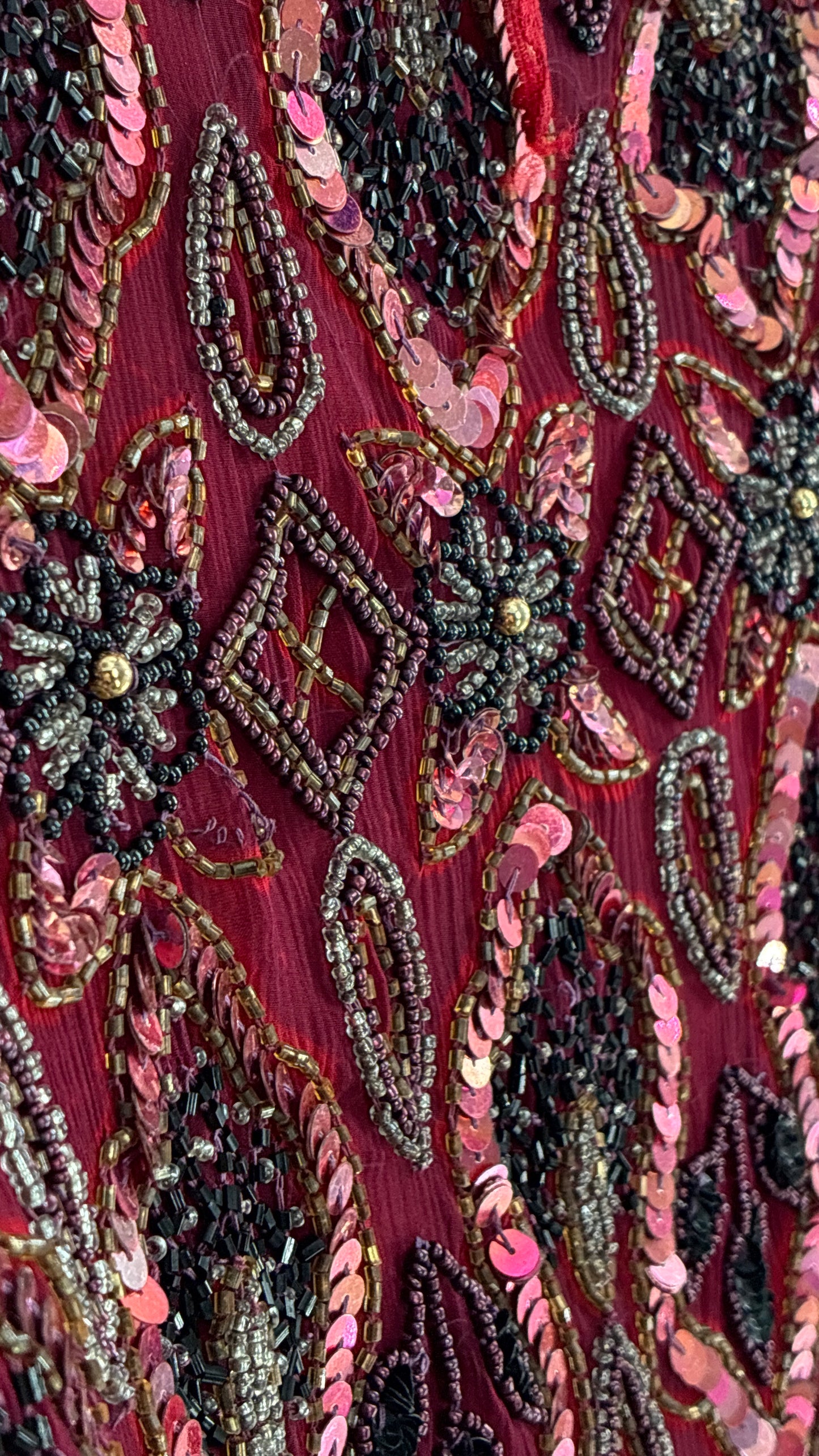 Vintage Beaded STENAY Burgundy Maroon Jacket (Medium)