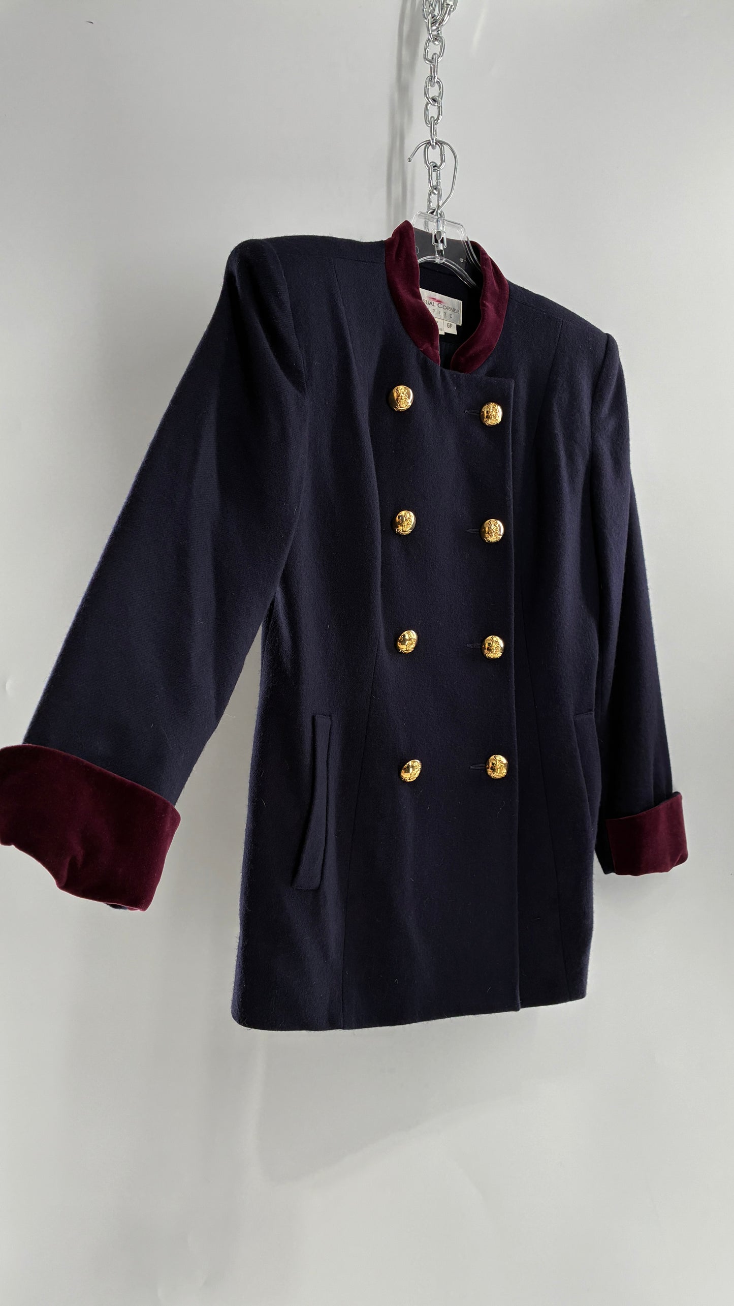 Vintage Suit Set with Bell Boy Style Double Breasted Wool, Velour Cuff Jacket and Upcycled Mini Skirt (6P)