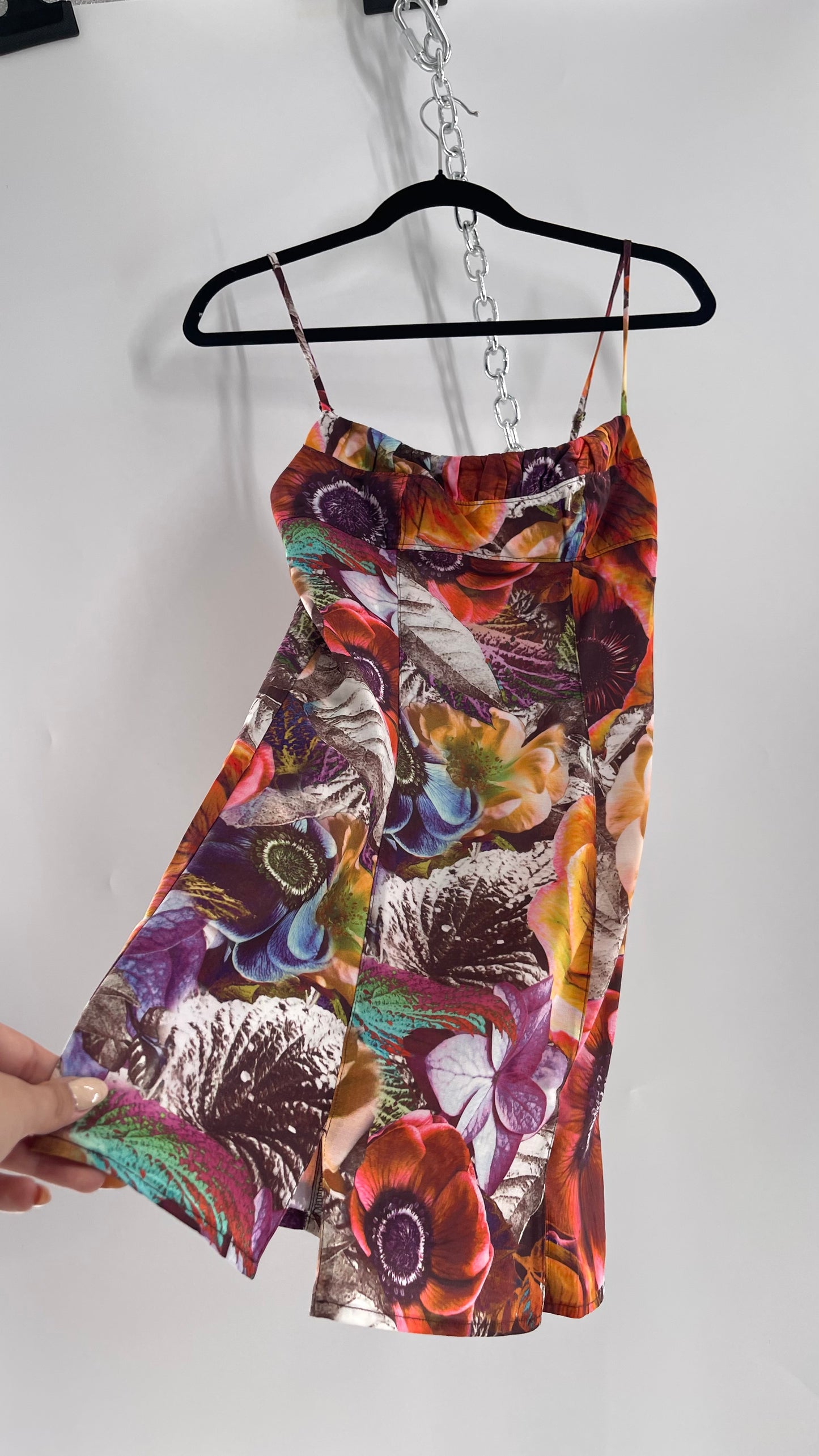 Urban Outfitters Colorful Floral Graphic Psychedelic Mini Dress (XS)