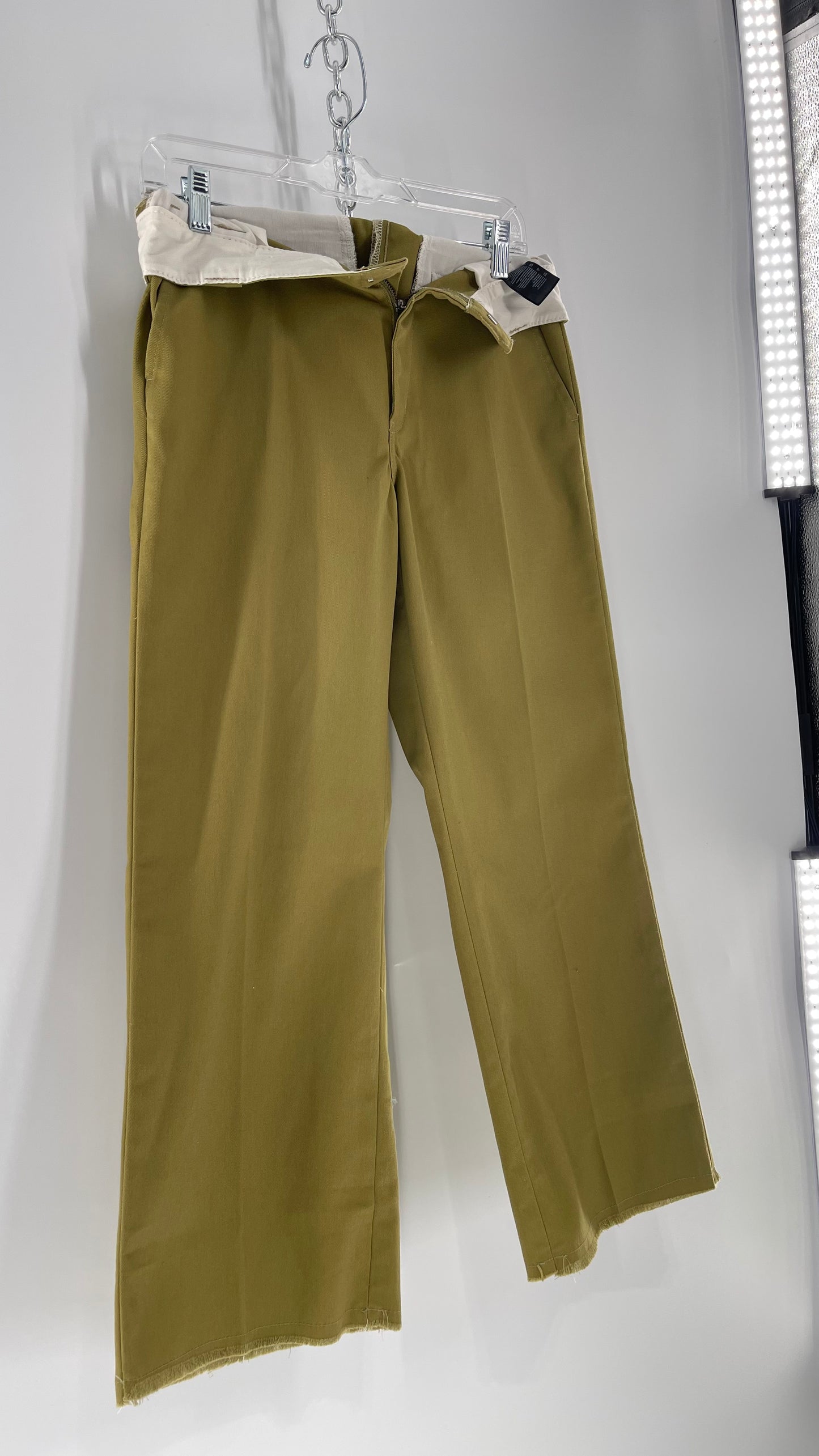 Dickies Mustard Green Cropped with Raw Edge Hem (4)