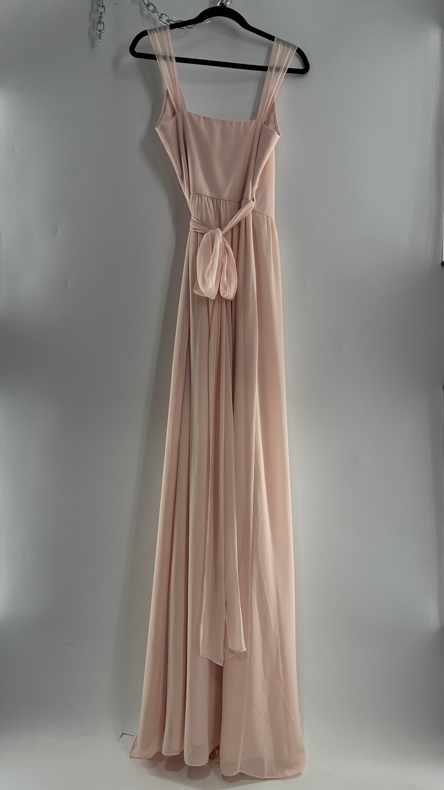 CEREMONY Joanna August Ballet Slipper Pink Vented Gown with Tied Waist (Small)