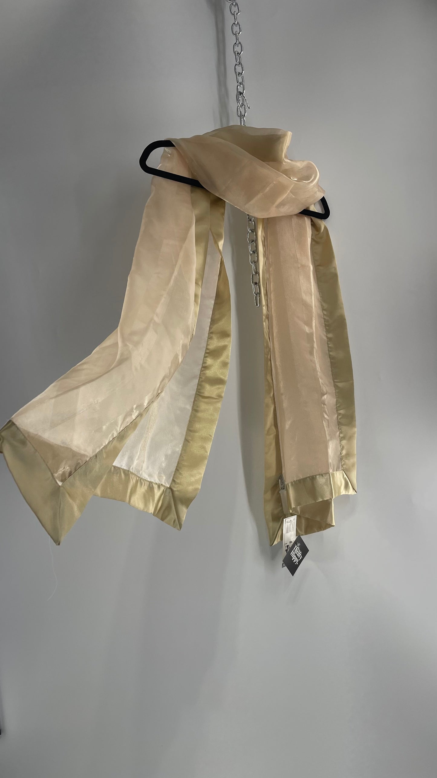 Deadstock Vintage Gold Voile Scarf with Tags Attached
