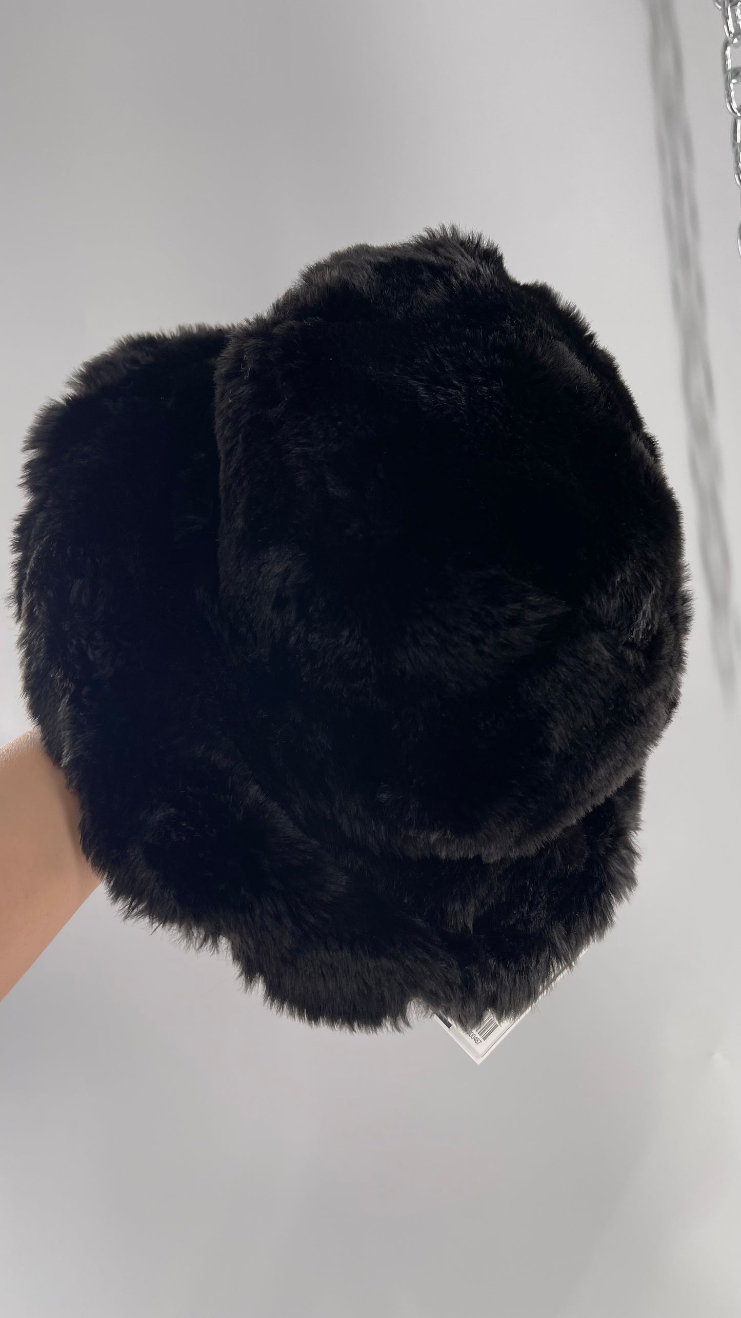 Vintage Black Fluffy Furry Reversible Bucket Hat