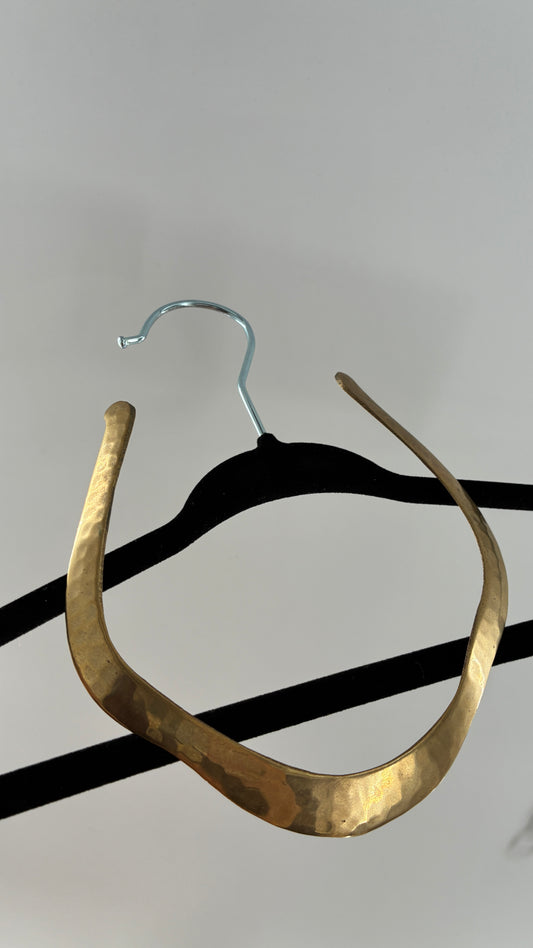 Vintage Hammered Brass Metal Choker Style Necklace