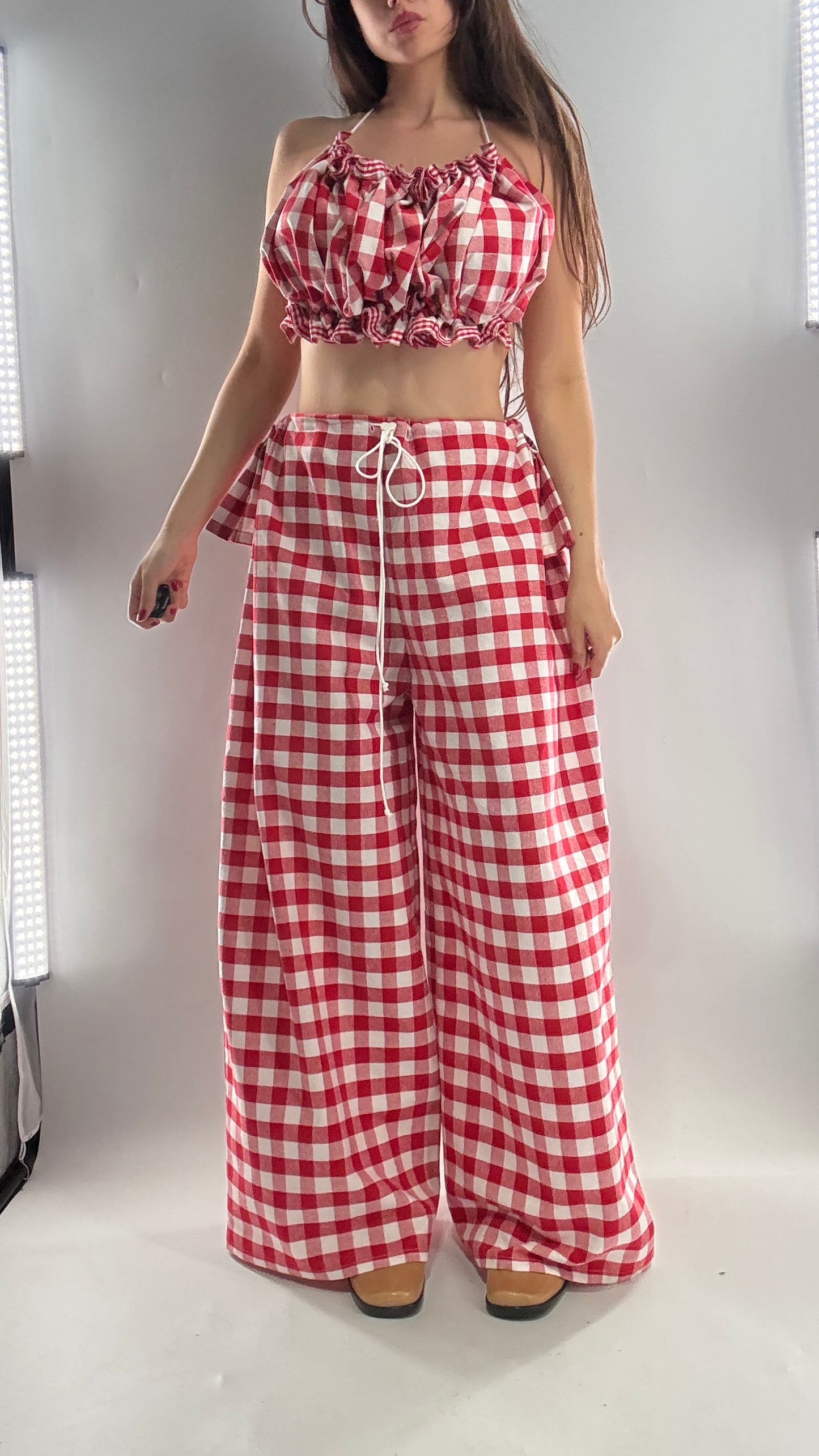 Vintage Handmade Picnic Red/White Gingham Two Piece Set (XS-L)