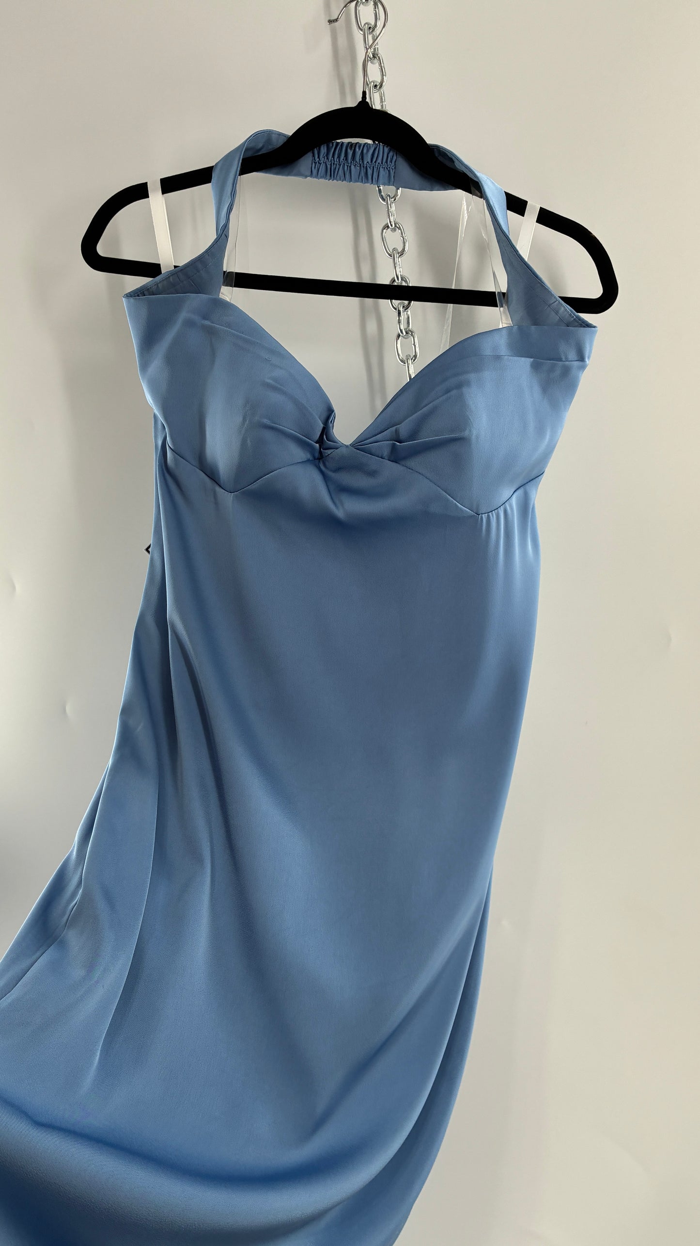 Vintage Powder Blue Full Length Gown with Ruched, Padded Bust and Tags Attached (4)