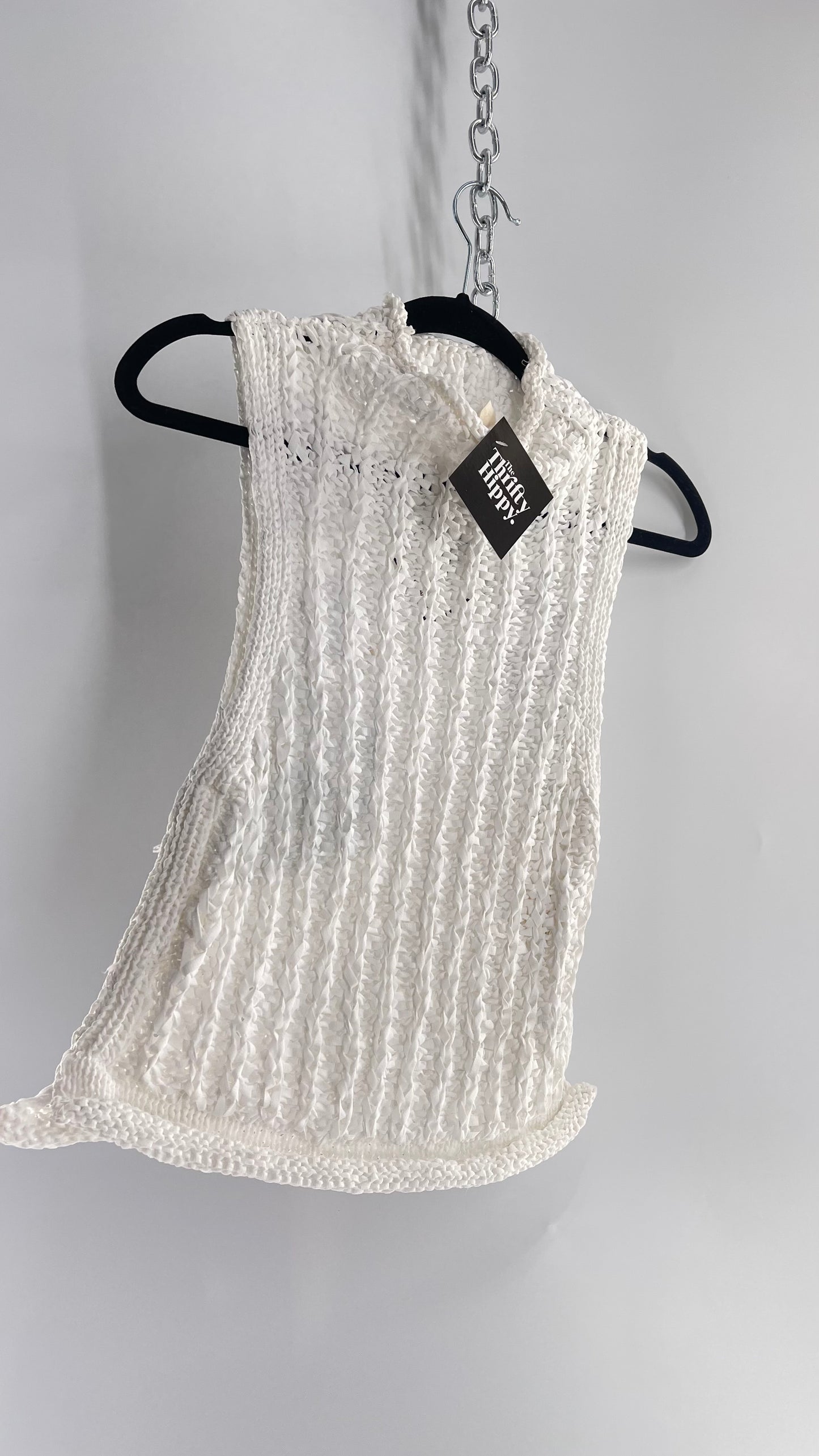 Anthropologie Moth Crochet Open Knit Mock Neck Tank (XS)