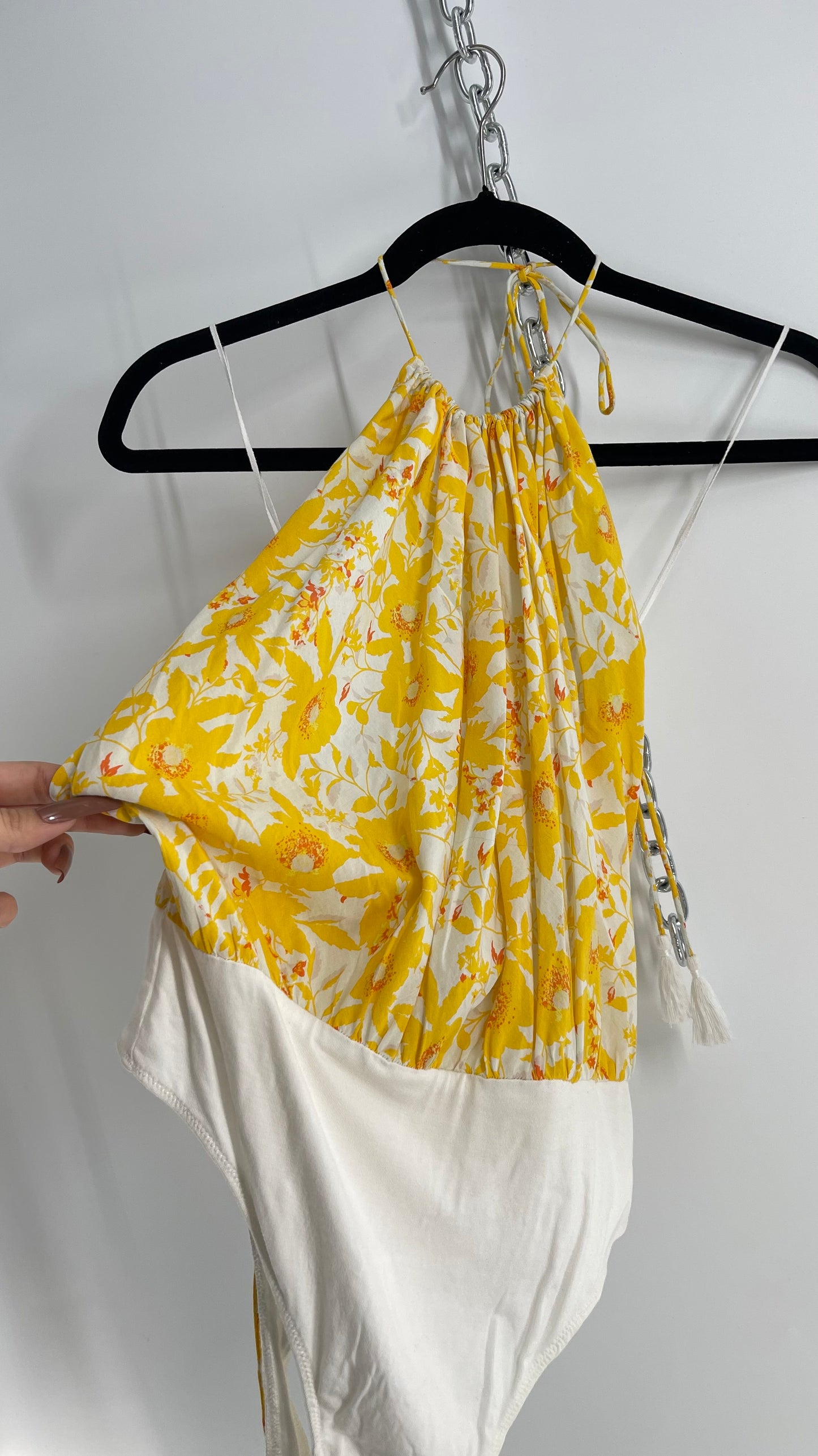 Intimately Free People Yellow Floral Bodysuit (Medium)