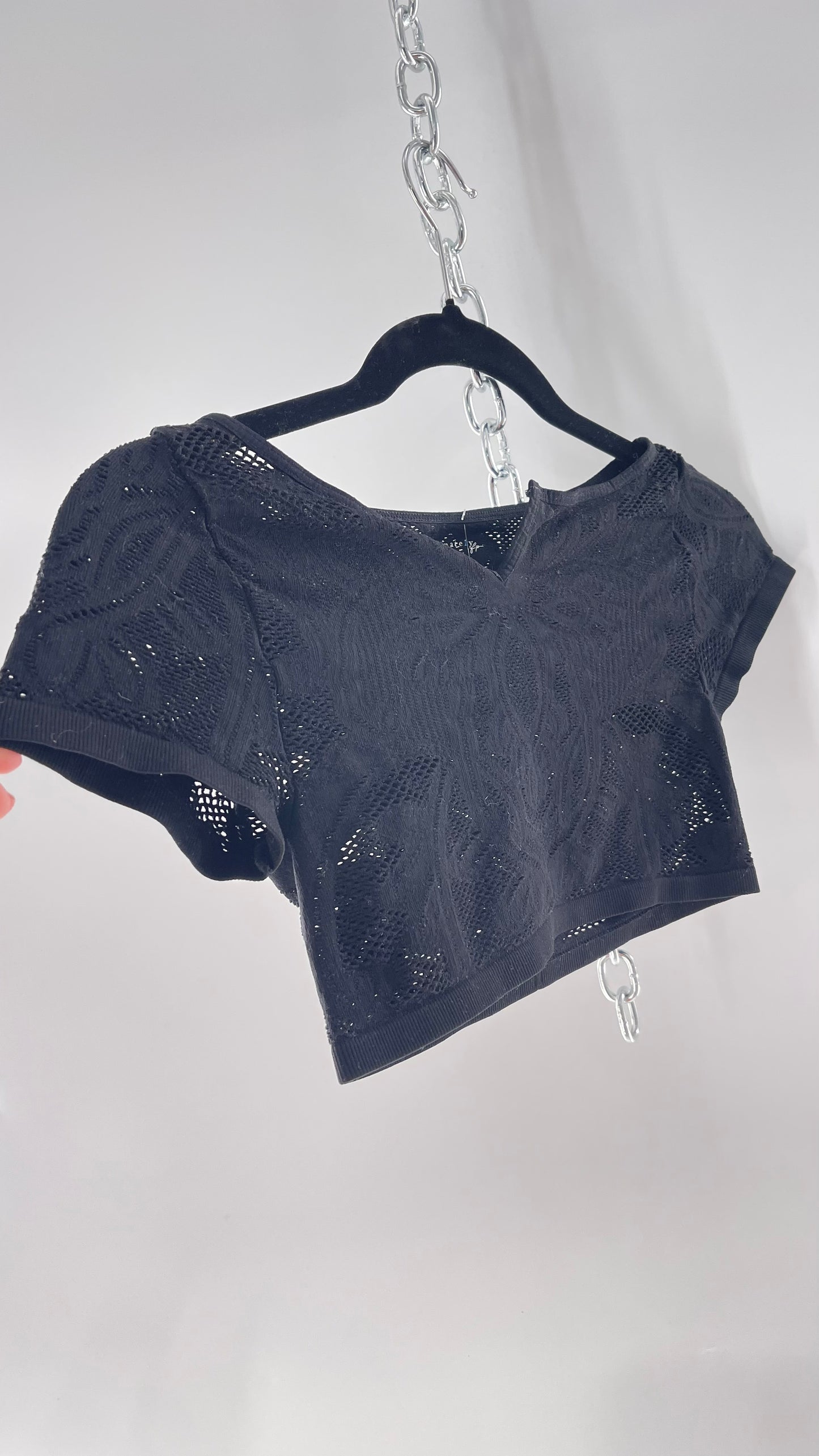Intimately Free People Spandex Lace Cropped Short Sleeve (XS/S)