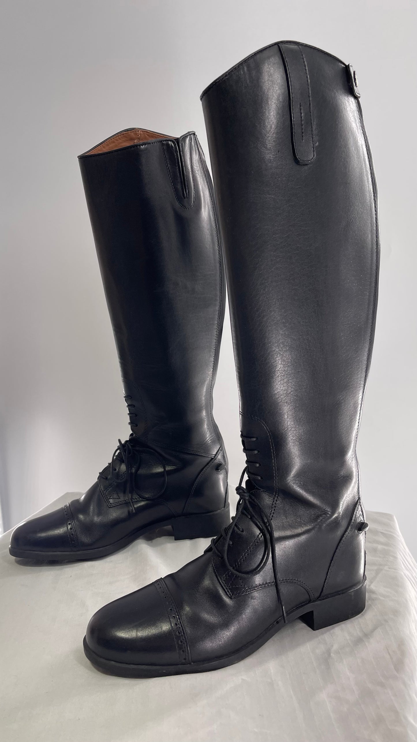 ARIAT Heritage Contour || Black Leather Field Zip Knee High Riding Tall Boots (8)